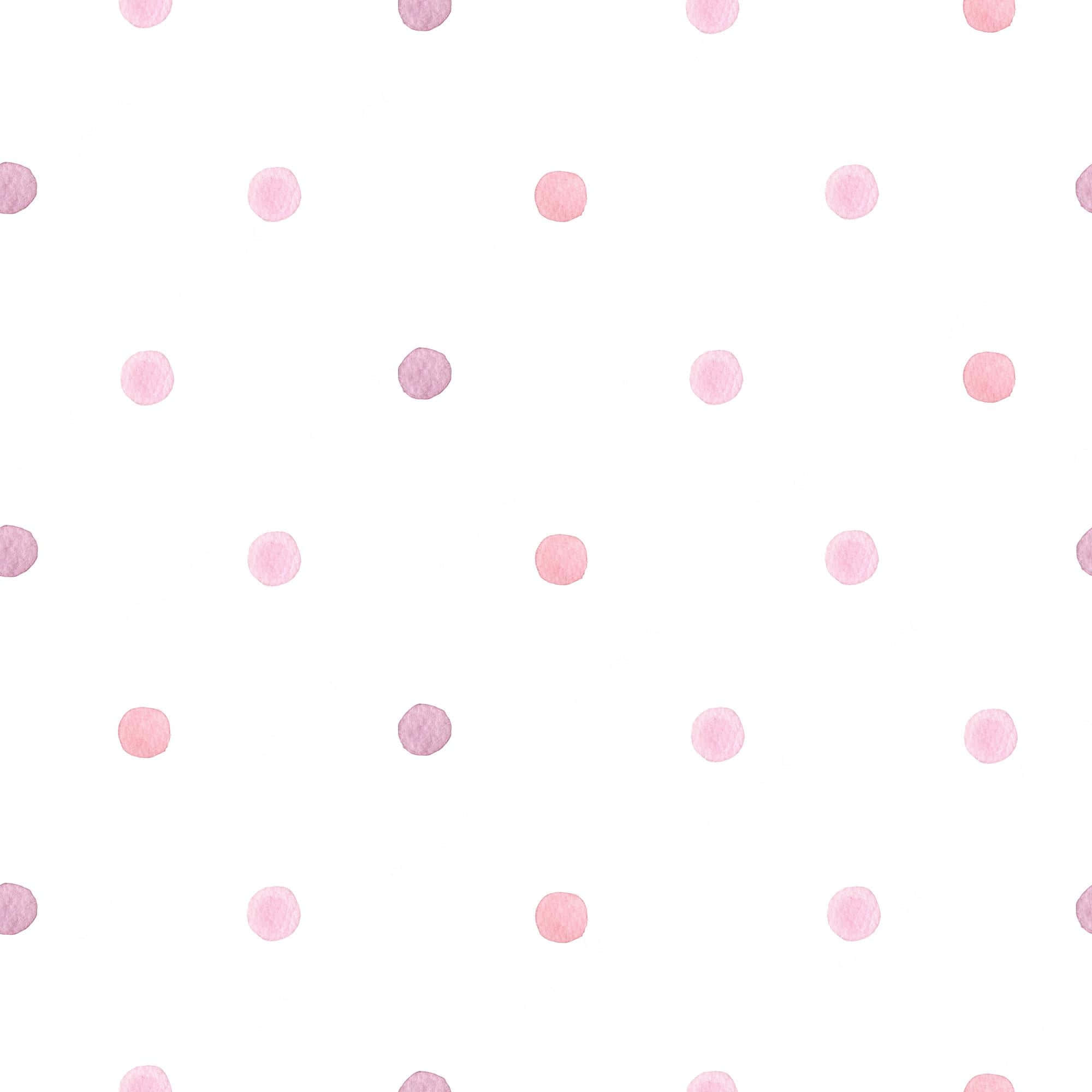 Polka Dots 桌布 壁紙 — 柔和的水彩粉紅圓點散落在潔淨的白色背景上，帶有輕柔的質感。