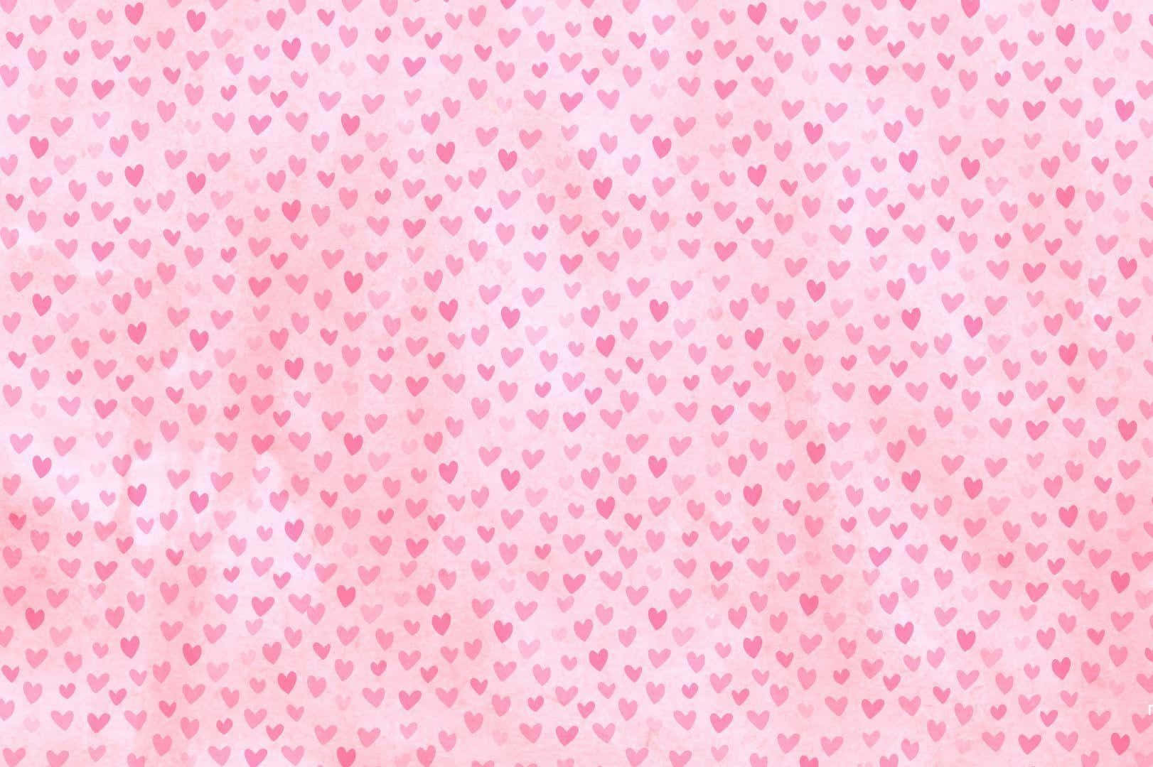 Heart Pattern 桌布 壁紙 — 柔和的水彩背景，散落著不同深淺的粉紅色愛心，營造出溫柔浪漫的質感。