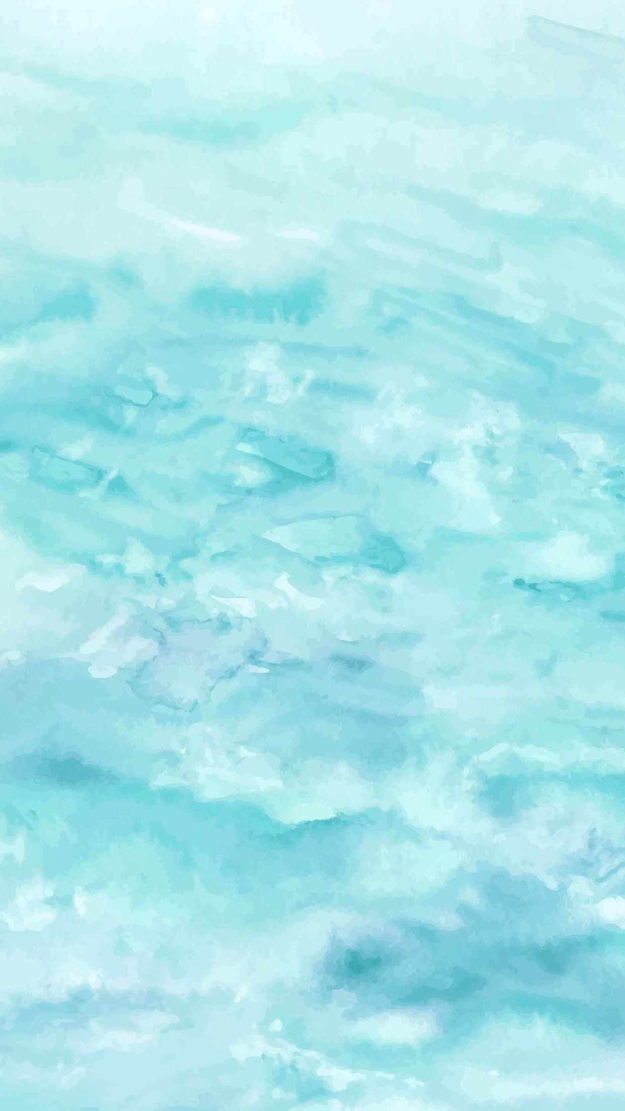 iPad 桌布 壁紙 — 柔和的水綠色水彩洗滌在畫布上融合成溫柔的雲朵般紋理。