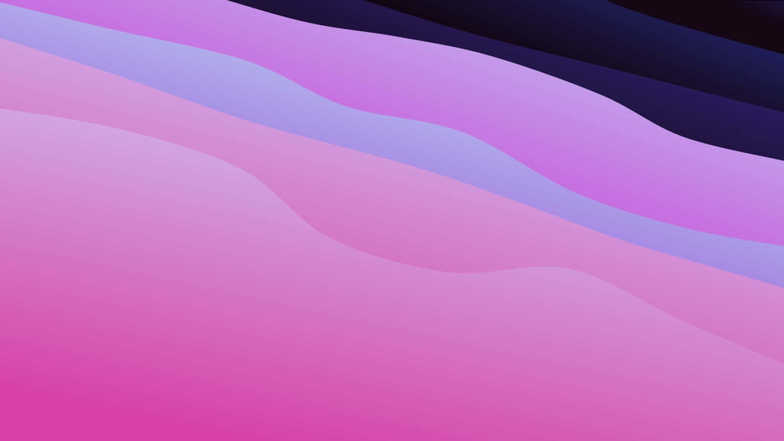 macOS Big Sur 動態桌布 桌布 壁紙 — 柔和的波浪形粉紅、紫色和深藍色帶，營造出舒緩的抽象漸變背景。