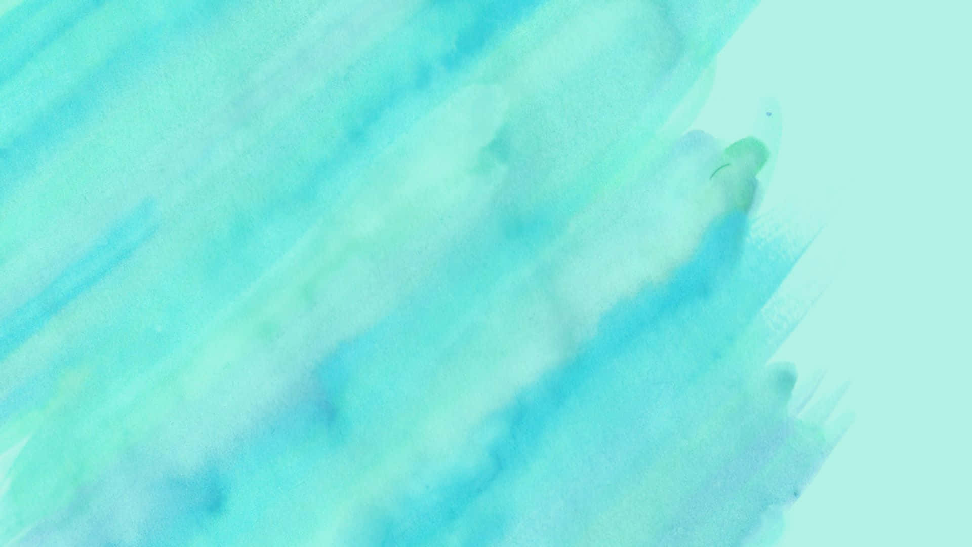 Blue Watercolor 桌布 壁紙 — 柔和的淺綠色和藍綠色水彩筆觸在淺薄荷色背景上以紋理筆觸對角混合。