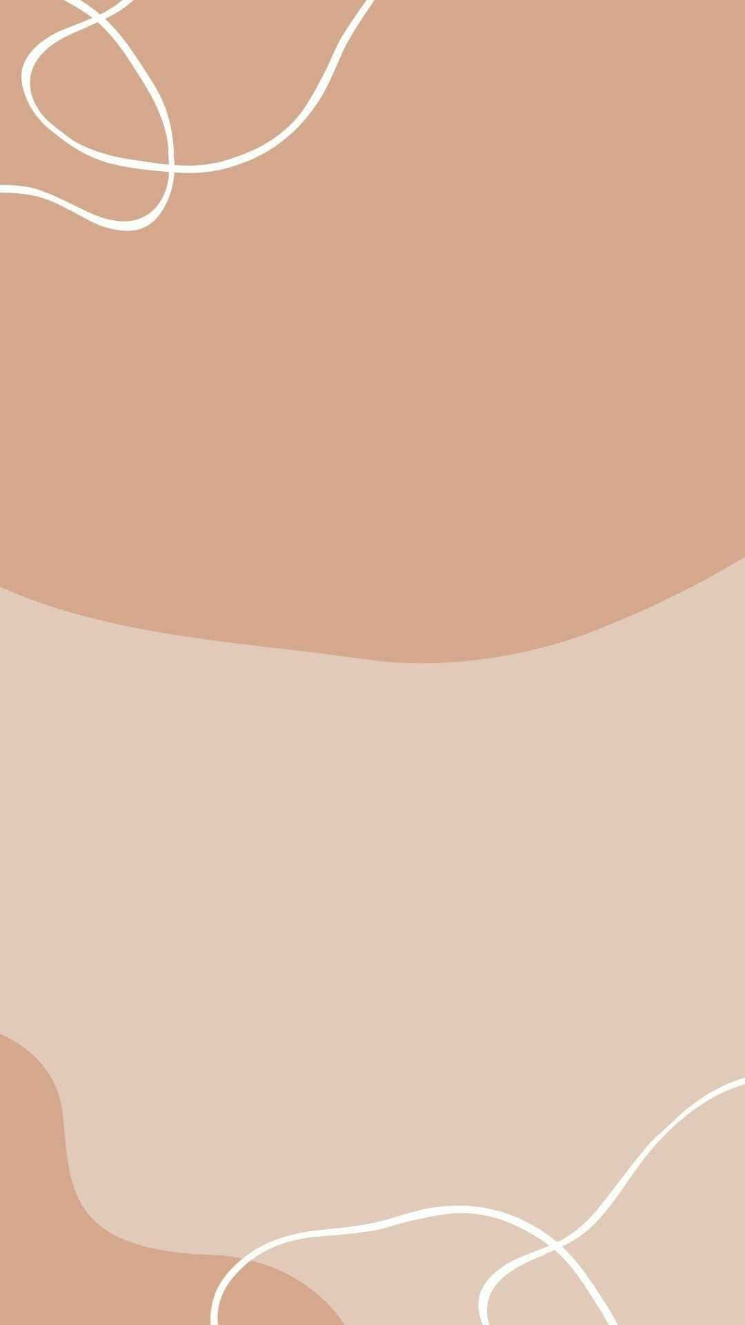 Nude Color 桌布 壁紙 — 柔和的米色和桃色抽象形狀搭配精緻的白色線條，營造出平靜的極簡構圖。