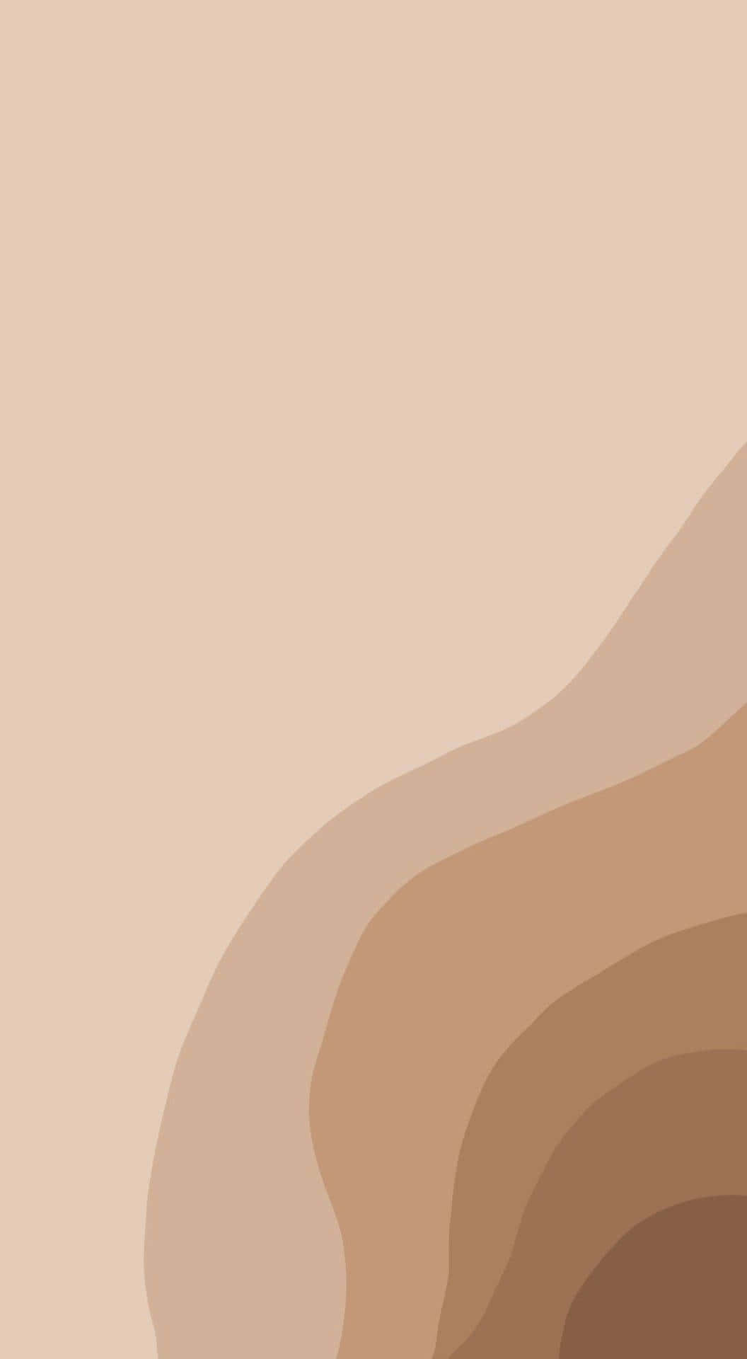 Brown Abstract 桌布 壁紙 — 柔和的米色和棕色抽象波浪在極簡背景上輕輕流動。