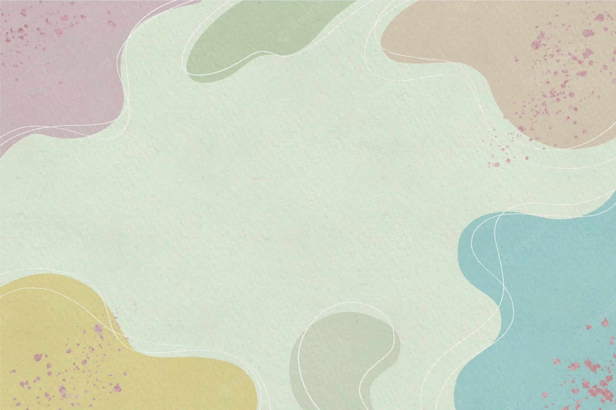 Pastel Abstract 桌布 壁紙 — 柔和的粉彩抽象形狀，帶有斑點紋理和流動的白色輪廓，在紋理紙上。