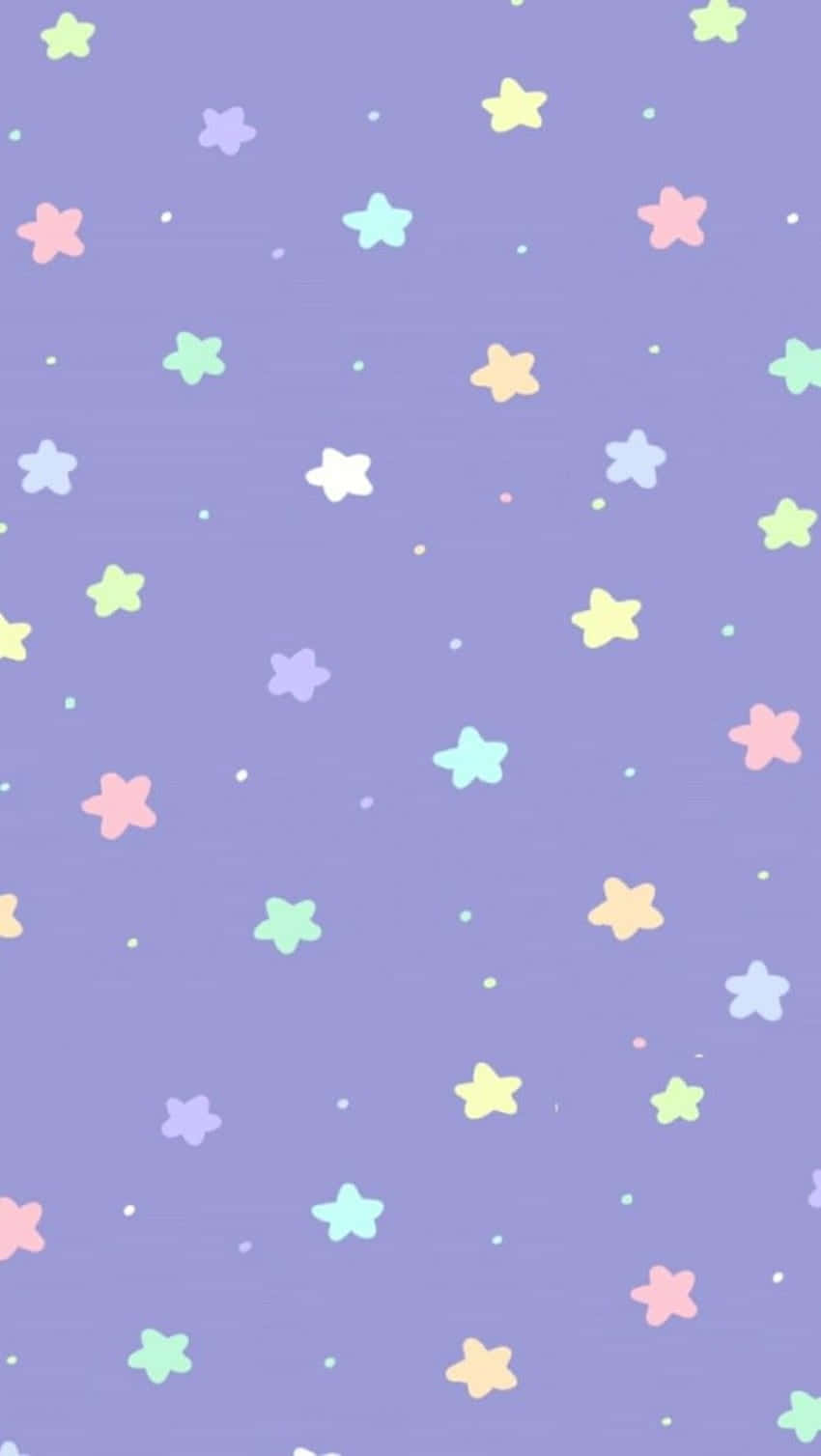 Purple Star 桌布 壁紙 — 柔和的粉彩星星和點點在軟綿綿的薰衣草背景上輕輕漂浮，形成一個充滿玩味的數位圖案。
