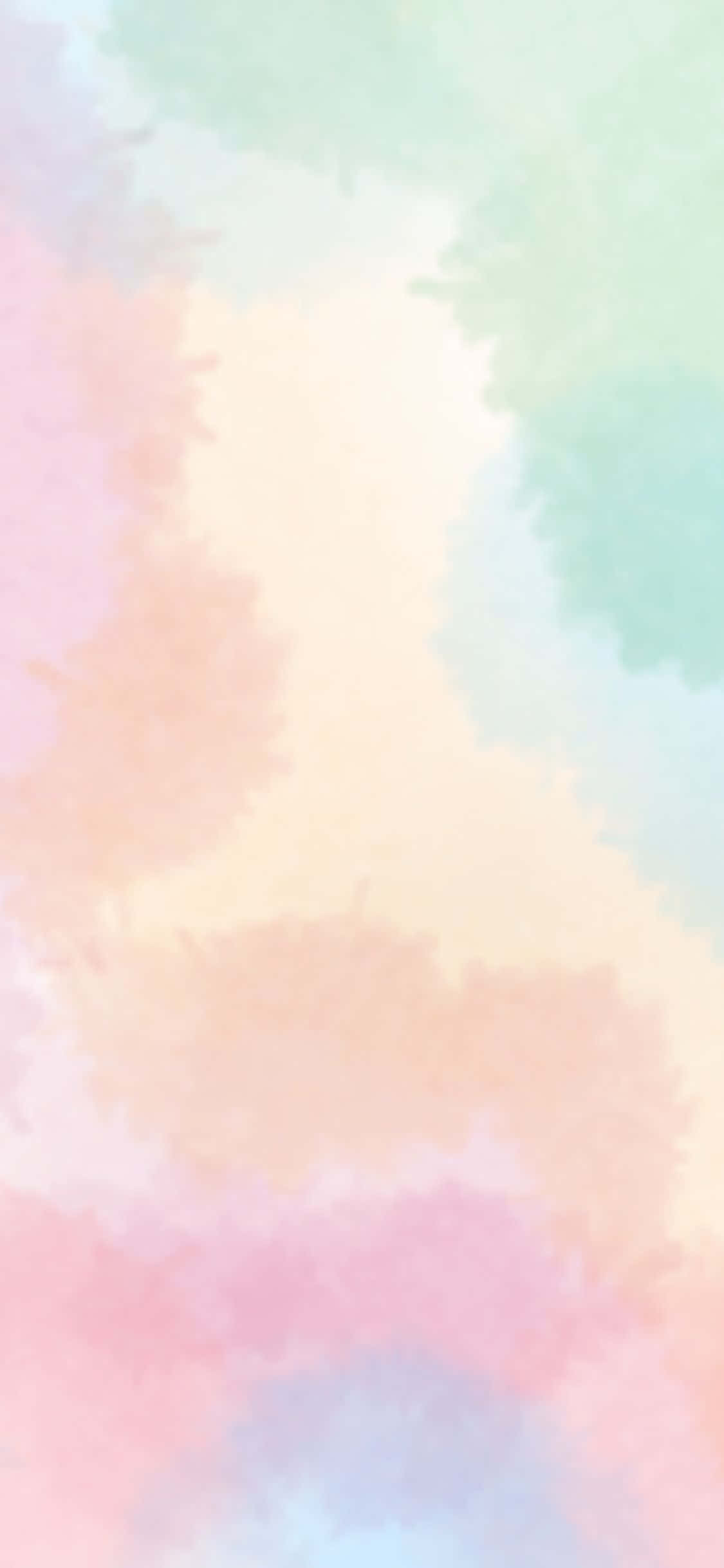 1125x2436 桌布 壁紙 — 柔和的粉彩水彩洗滌在粉紅、蜜桃、薄荷和薰衣草的夢幻漸變中輕輕融合。