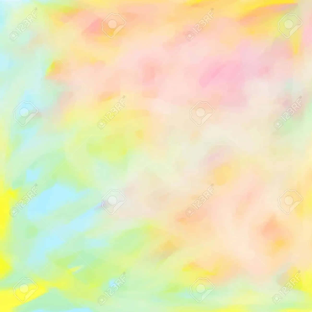 桌布 壁紙 — 柔和的粉彩水彩洗滌混合夢幻的粉紅、黃、綠和藍色，形成溫柔的抽象漸變。