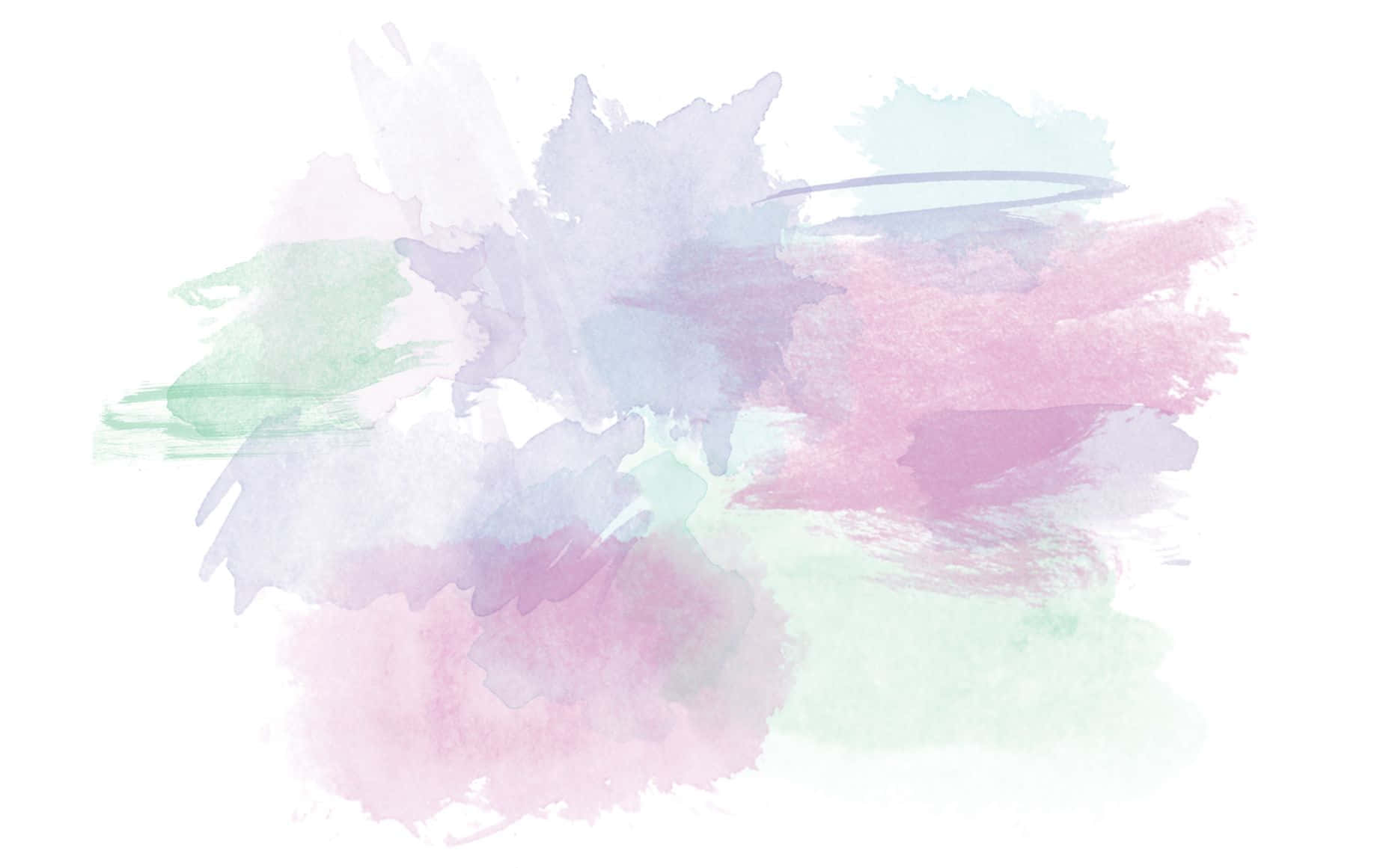 Pastel Watercolor 桌布 壁紙 — 柔和的粉彩水彩筆觸，粉紅、薰衣草和薄荷色在純白背景上輕輕融合。