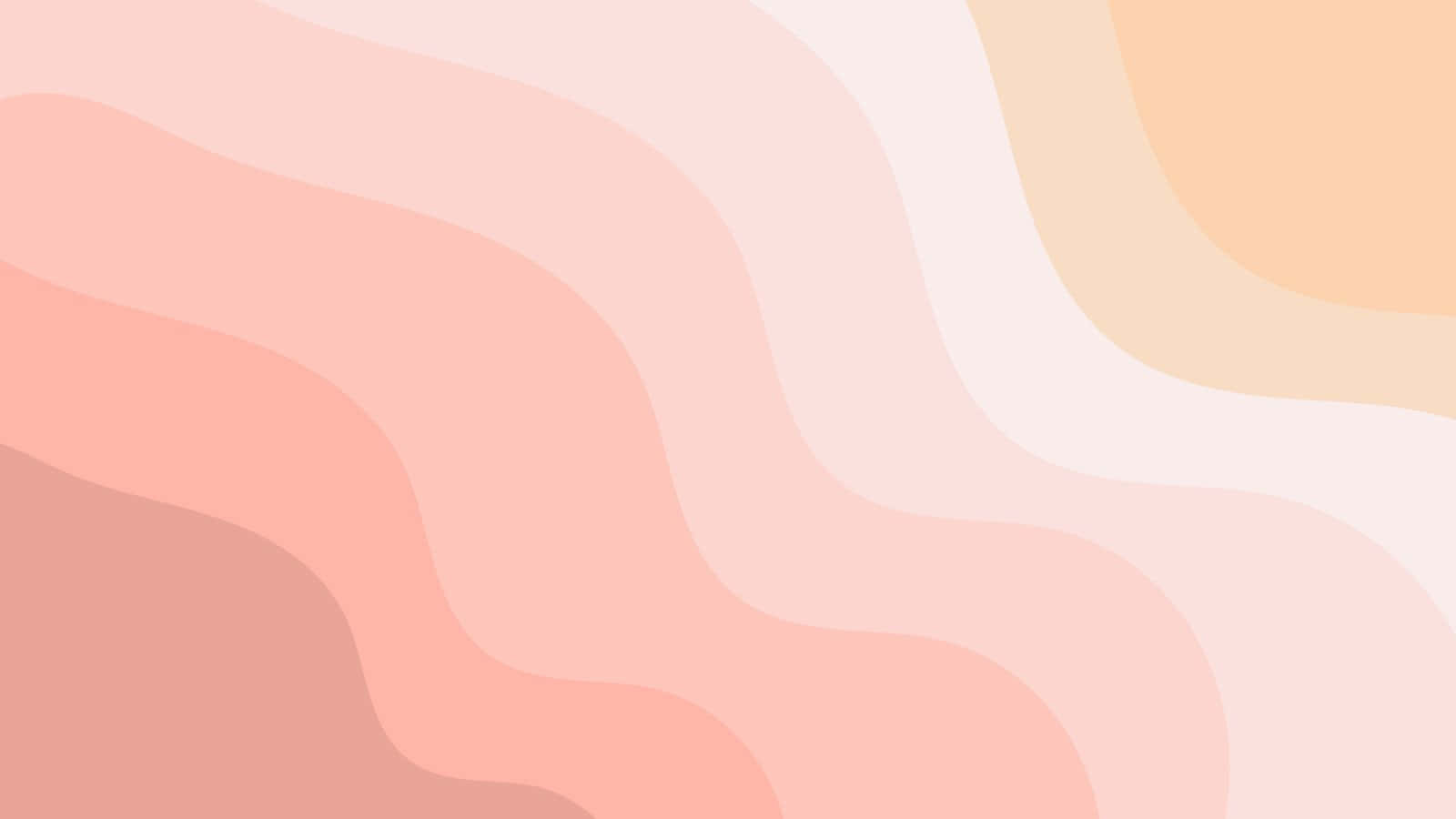 Desktop Pink Aesthetic 桌布 壁紙 — 柔和的粉彩波浪，以蜜桃奶油和米色，輕輕流過極簡抽象畫布。