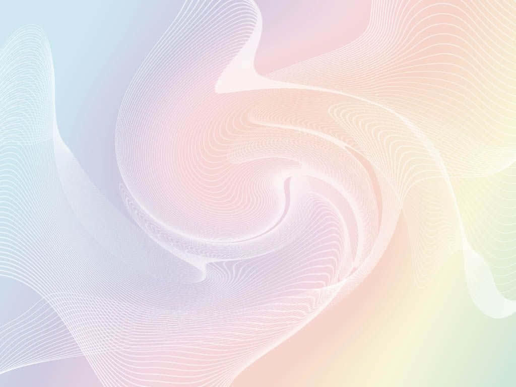 Powerpoint 桌布 壁紙 — 柔和的粉彩波浪線條在薄荷、蜜桃和奶油的柔和漸變中旋轉。