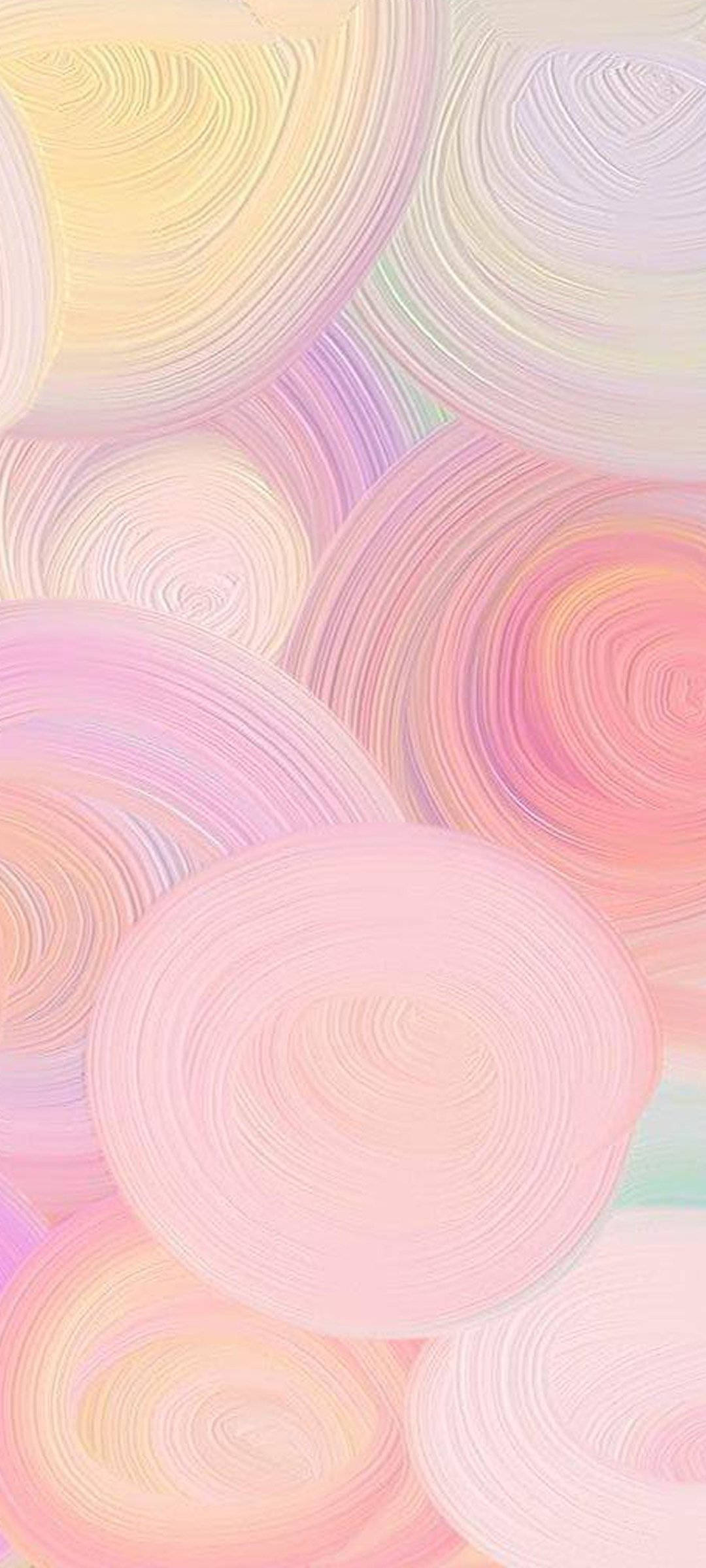 Paint Art 桌布 壁紙 — 柔和的粉彩漩渦在溫柔的漸變中形成重疊的圓形圖案，橫跨一個夢幻的抽象畫布。