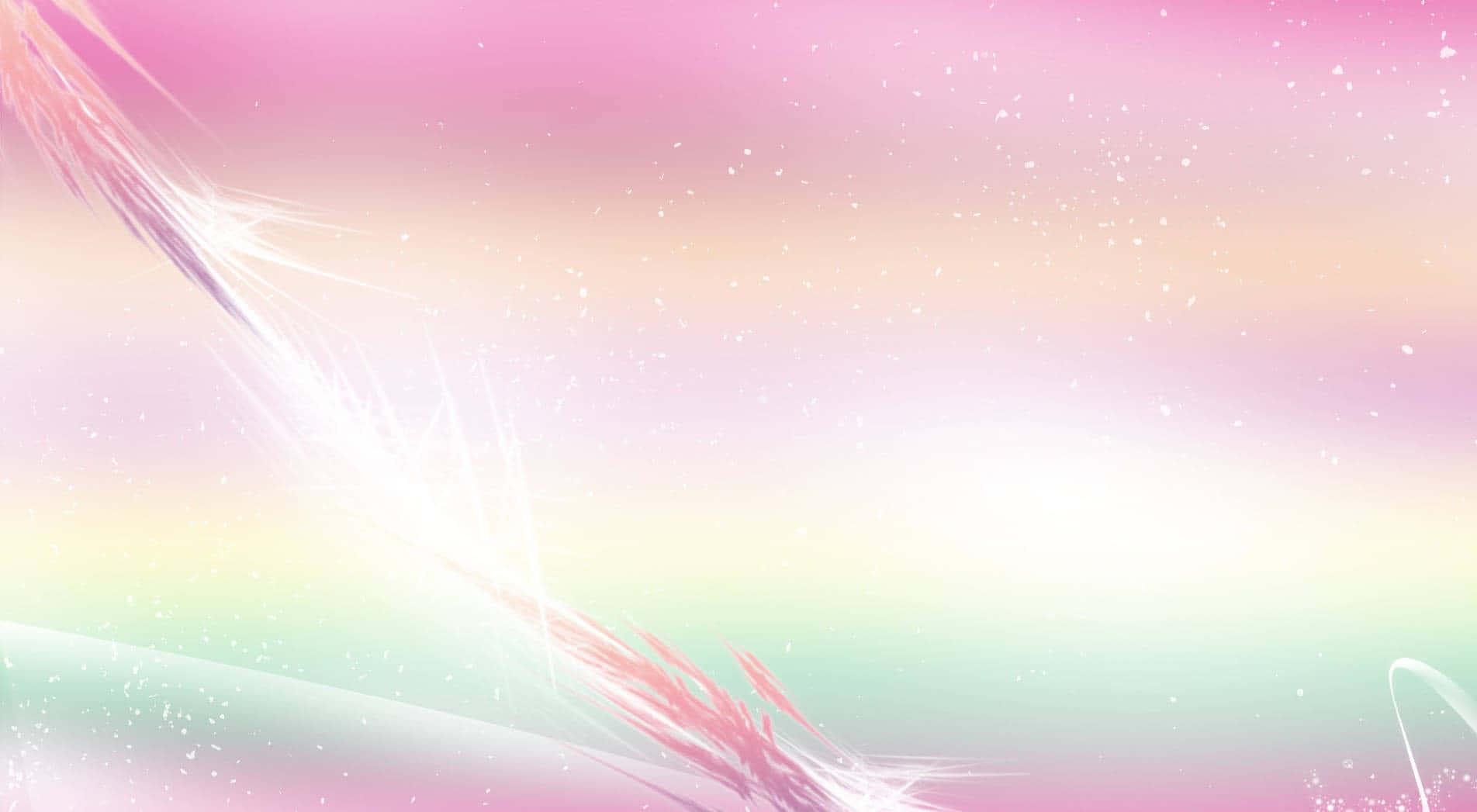Pastel Abstract 桌布 壁紙 — 柔和的粉彩漸變天空，帶有發光的條紋和閃爍的粒子，營造出夢幻空靈的氛圍。