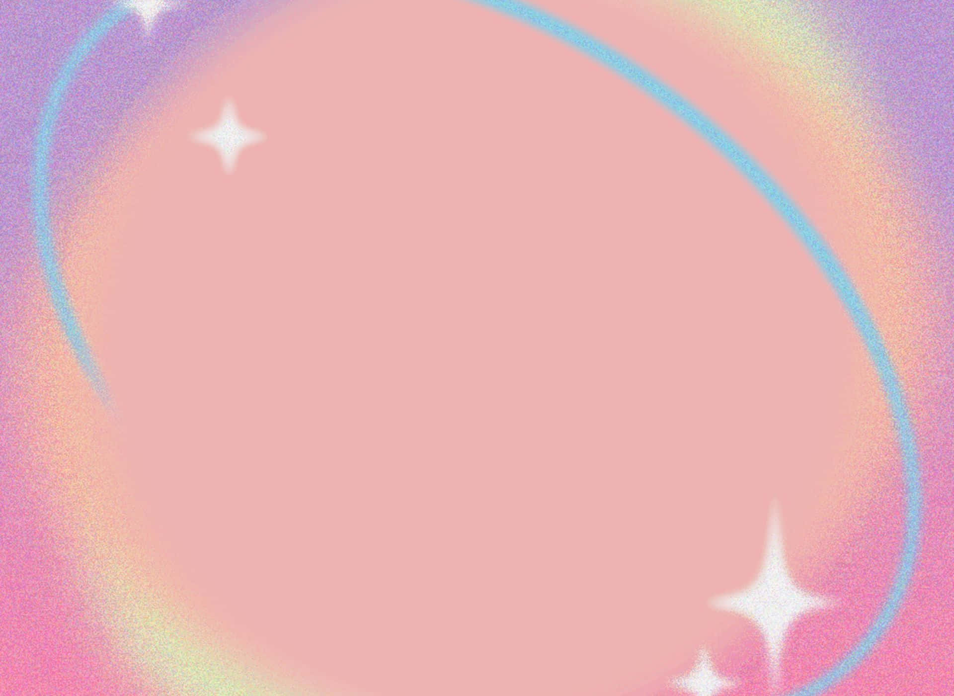 Aura 桌布 壁紙 — 柔和的粉彩漸變背景，帶有發光的星星和彎曲的藍線，營造出夢幻般的宇宙框架。
