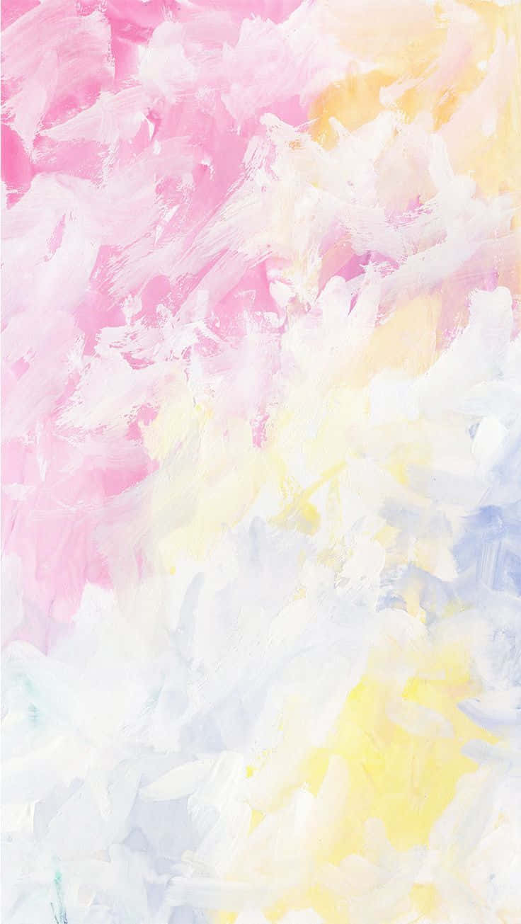 pastel 桌布 壁紙 — 柔和的粉彩筆觸混合粉紅、黃色和白色，營造出夢幻的抽象水彩洗水效果。