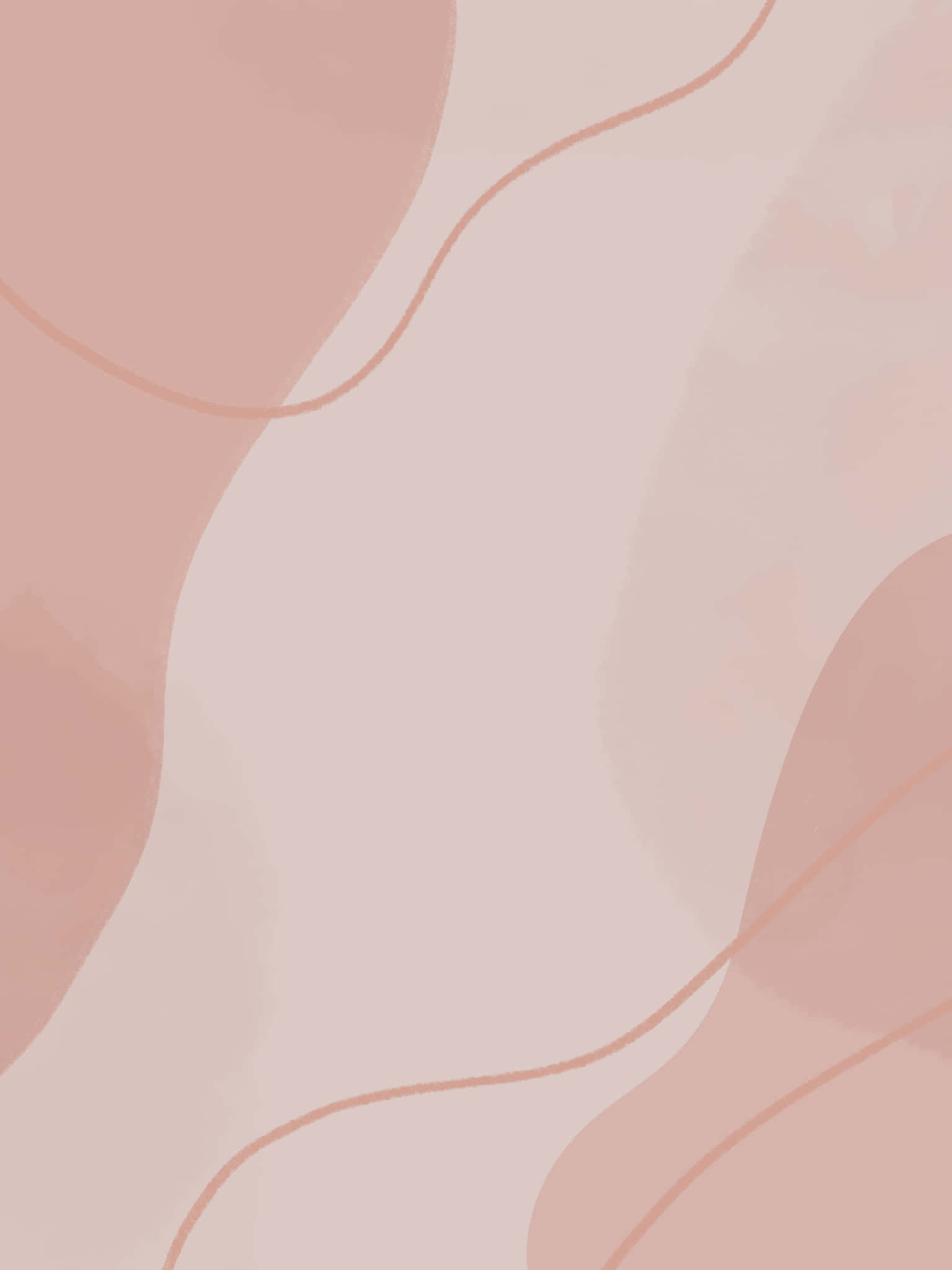 iPad 桌布 壁紙 — 柔和的粉彩粉紅色抽象形狀在柔和的米色背景上以溫柔的曲線流動。