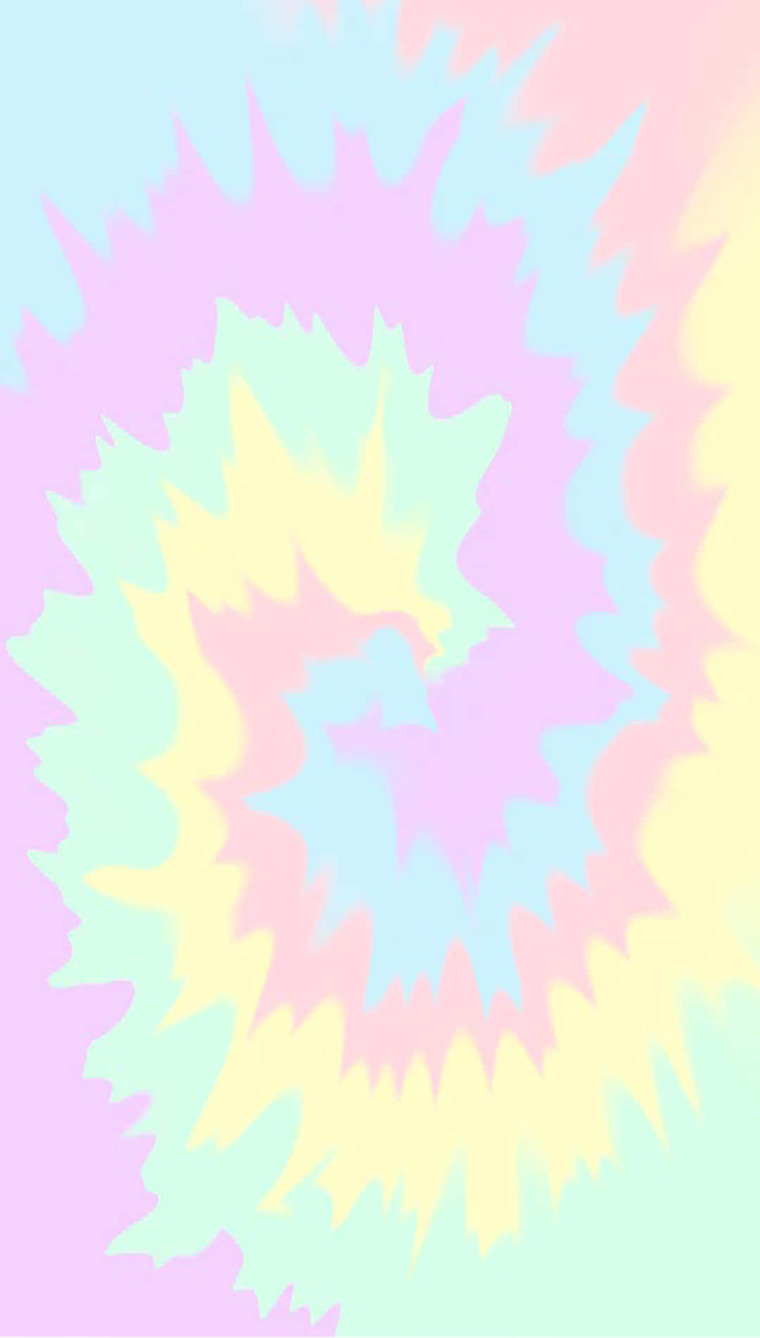 Pastel Tie Dye 桌布 壁紙 — 柔和的粉彩紮染漩渦向外擴散，帶有粉紅、藍、黃和薄荷綠的柔和漸變。