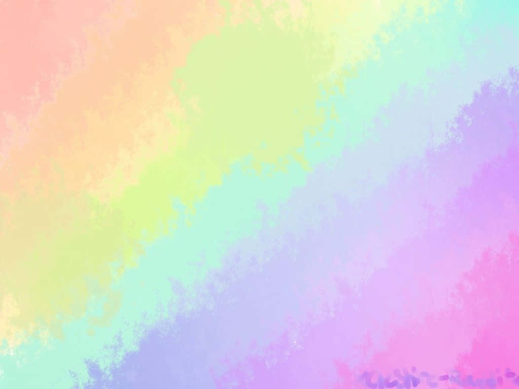 Rainbow Colours 桌布 壁紙 — 柔和的粉彩顏色在畫布上以水彩潑濺方式混合，營造出夢幻的漸變效果。