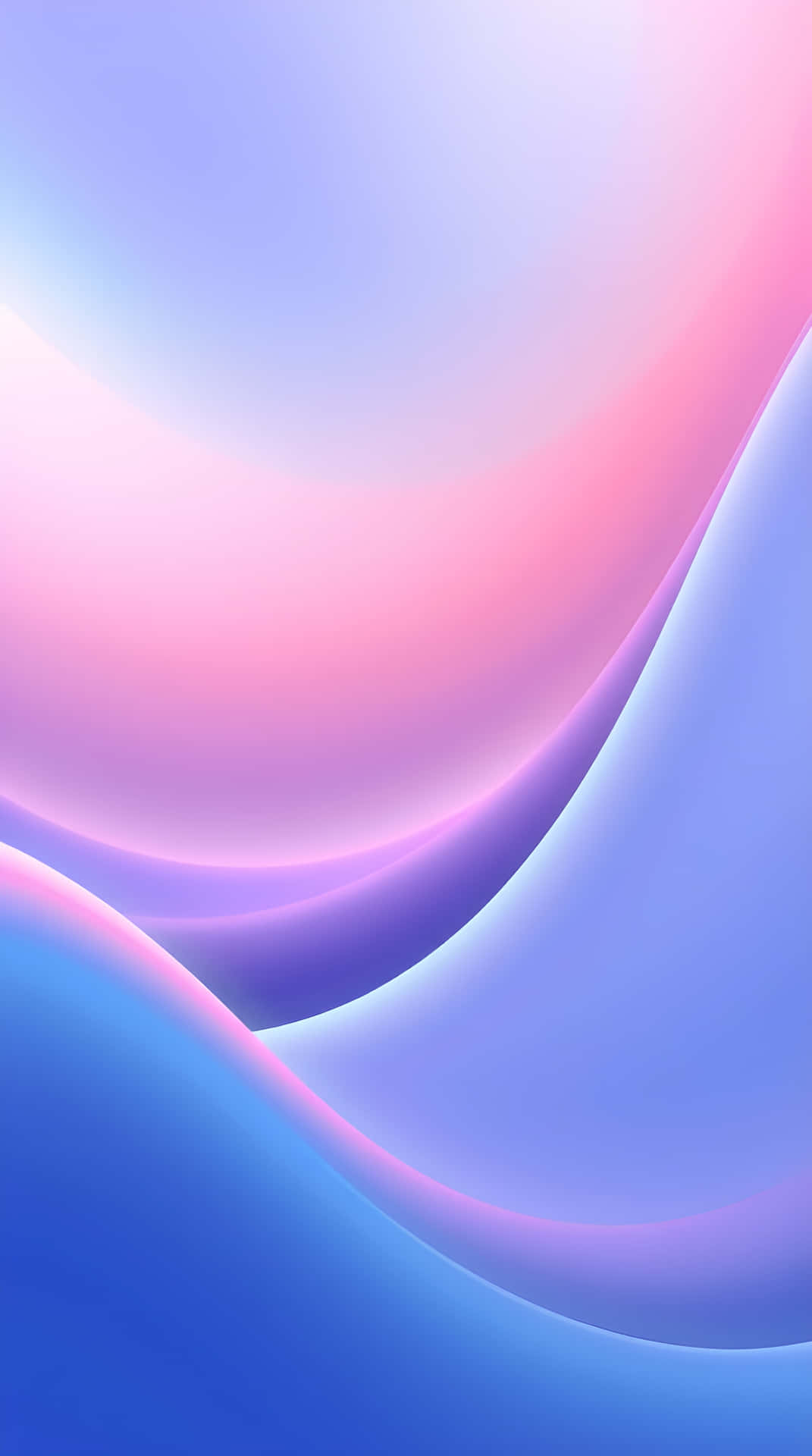 Soft Pastel Waves Flowing Abstract Background 壁紙 — 柔和的粉紅、紫色和藍色流暢波浪融合成柔和的漸變抽象背景。