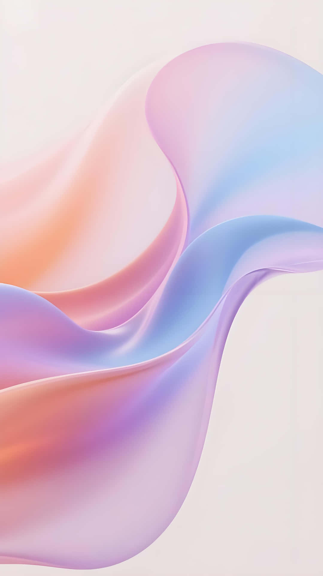 Pastel Fluid Gradient Abstract Wallpaper 壁紙 — 柔和的粉紅、藍色和薰衣草色的粉彩波浪在淡色背景上優雅地流動。