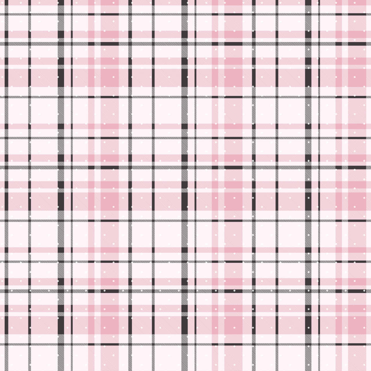 Pink Checkered 桌布 壁紙 — 柔和的粉紅和白色格子圖案，帶有細黑色和灰色線條以及微妙的白色圓點，在紋理背景上。