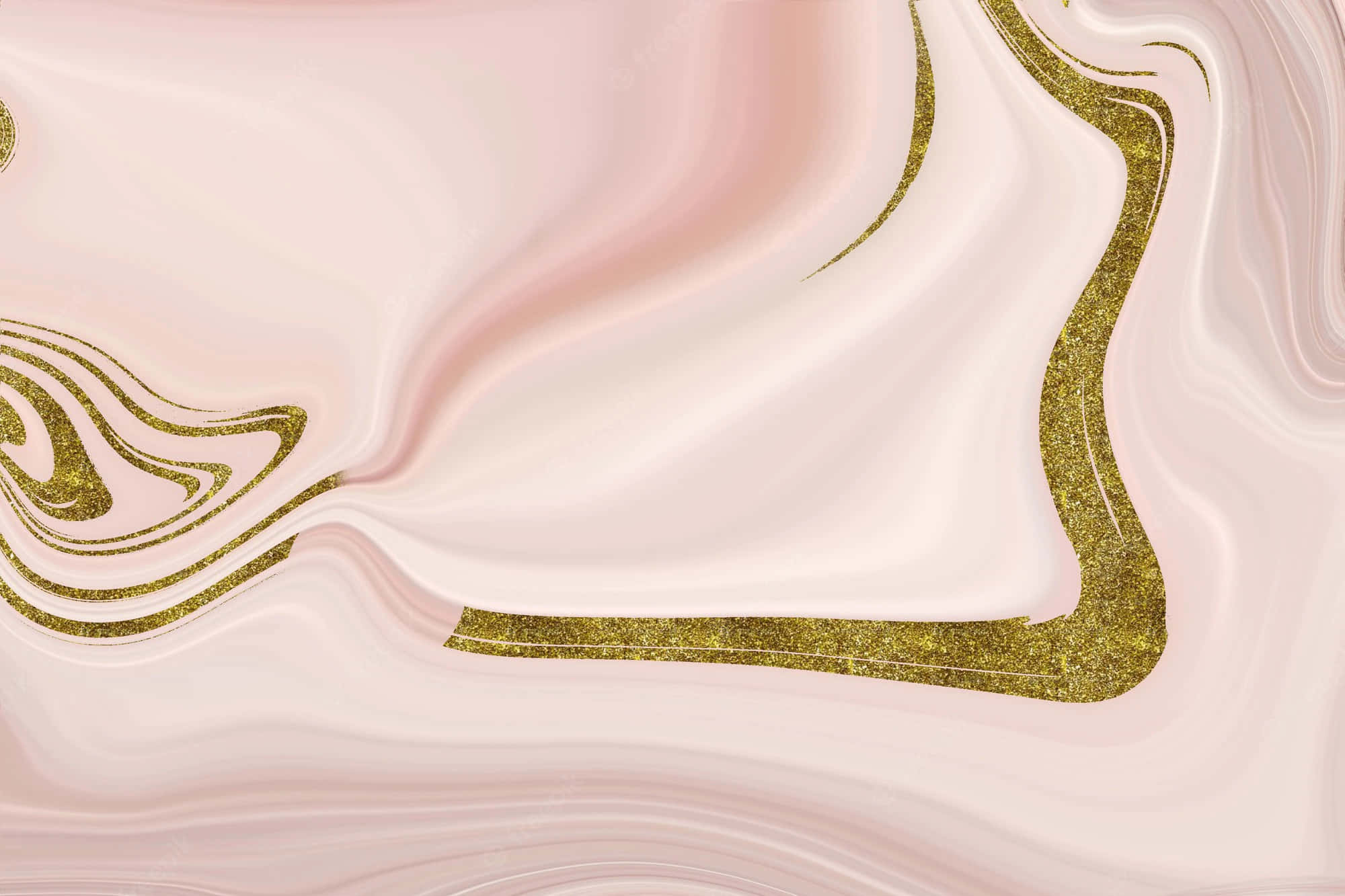 Light Pink And Gold 桌布 壁紙 — 柔和的粉紅與白色大理石漩渦，綴以閃爍的金色線條，營造出奢華的抽象設計。