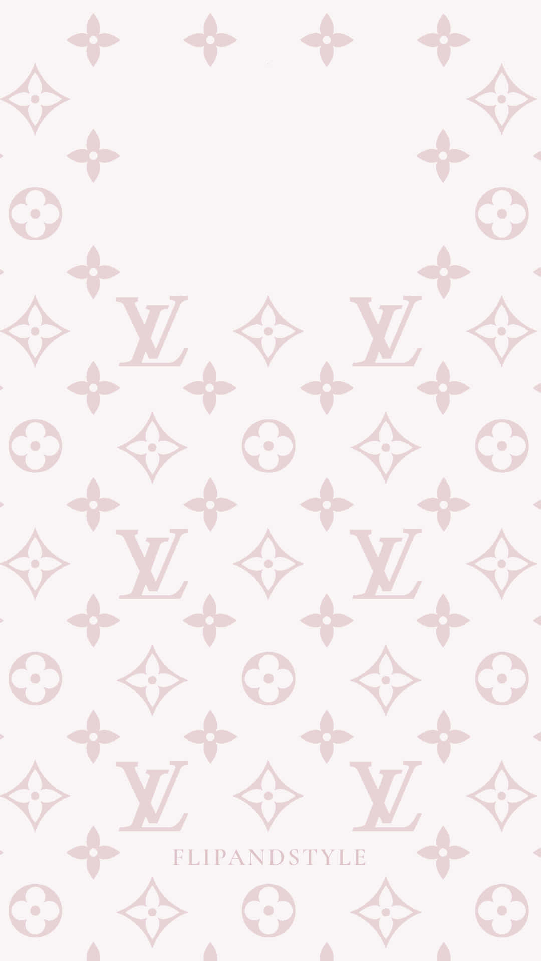 Louis Vuitton Pattern 桌布 壁紙 — 柔和的粉紅色 Louis Vuitton 字母圖案在淺色背景上重複，呈現極簡風格的壁紙設計。