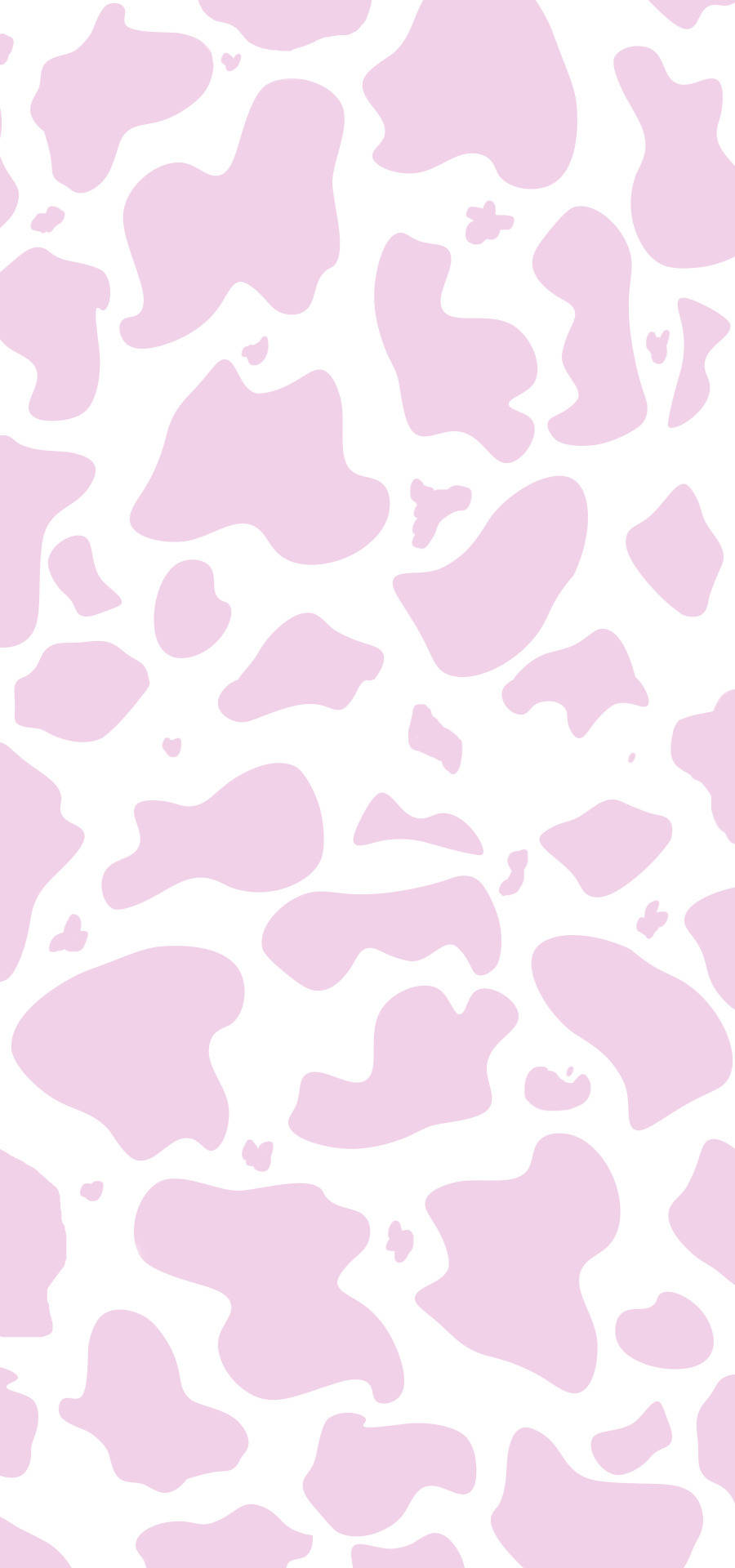 Cow Pattern 桌布 壁紙 — 柔和的粉紅色乳牛圖案，在潔白的背景上散落著細小的愛心。