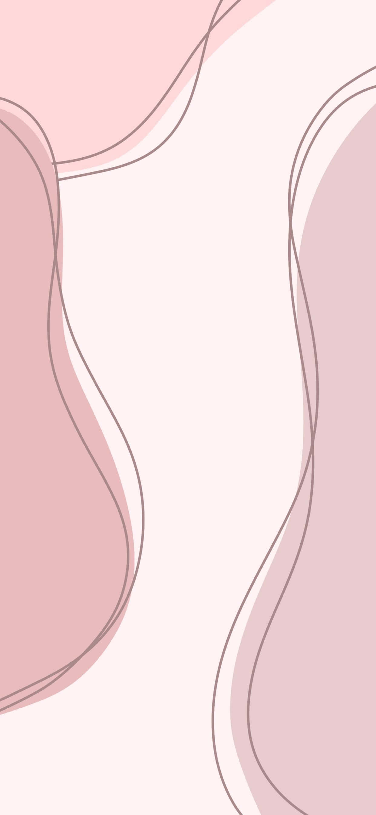 Simple Pink 桌布 壁紙 — 柔和的粉紅色和奶油色抽象形狀，以精緻的曲線在極簡構圖中流動。