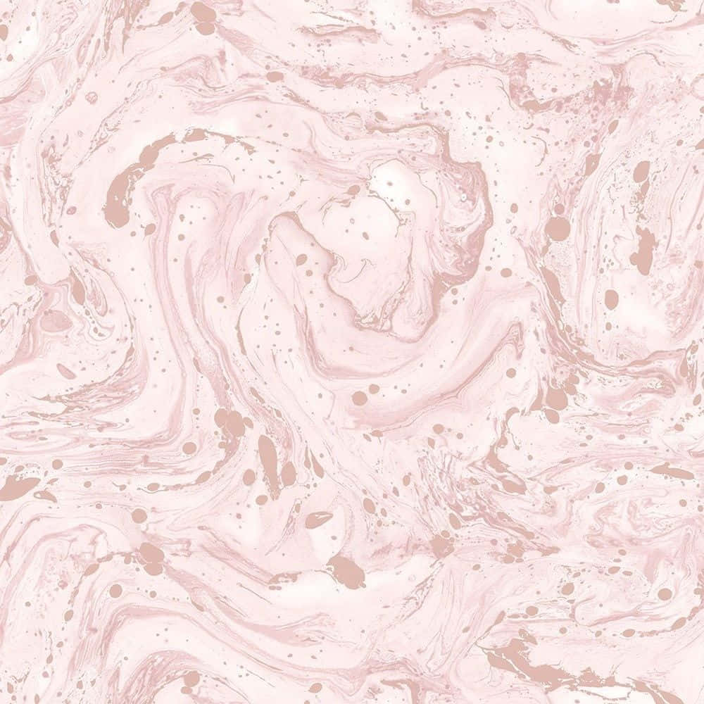 Blush 桌布 壁紙 — 柔和的粉紅色和玫瑰金色漩渦，帶有斑點點綴，營造出夢幻的大理石紋理。
