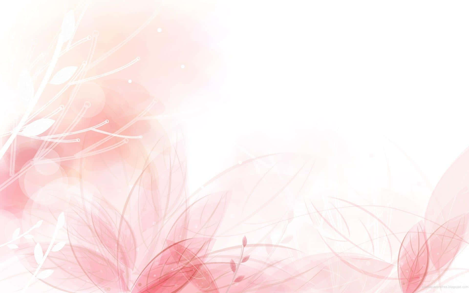 Silhouette Flower 桌布 壁紙 — 柔和的粉紅色和白色抽象花卉元素在發光背景上輕輕漂浮。