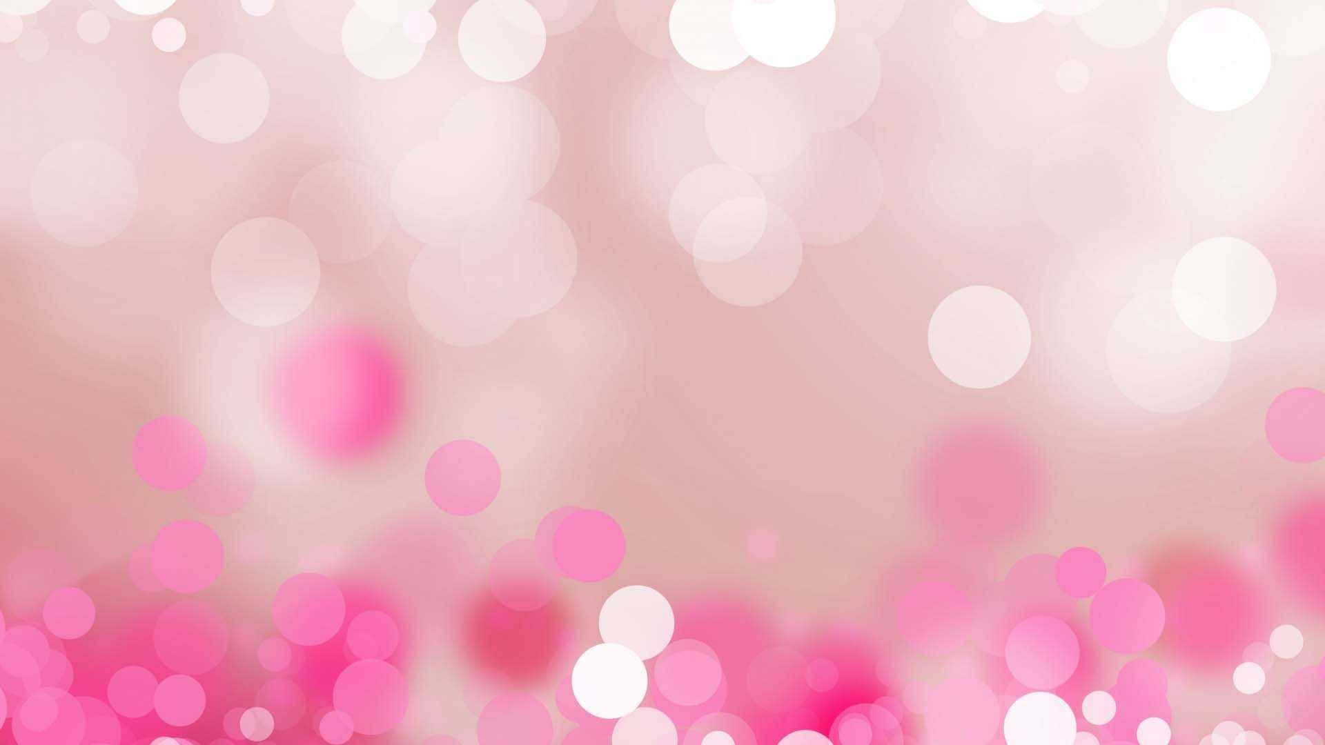 Desktop Pink Aesthetic 桌布 壁紙 — 柔和的粉紅色和白色散景圓圈在夢幻般的漸變背景上輕輕發光。