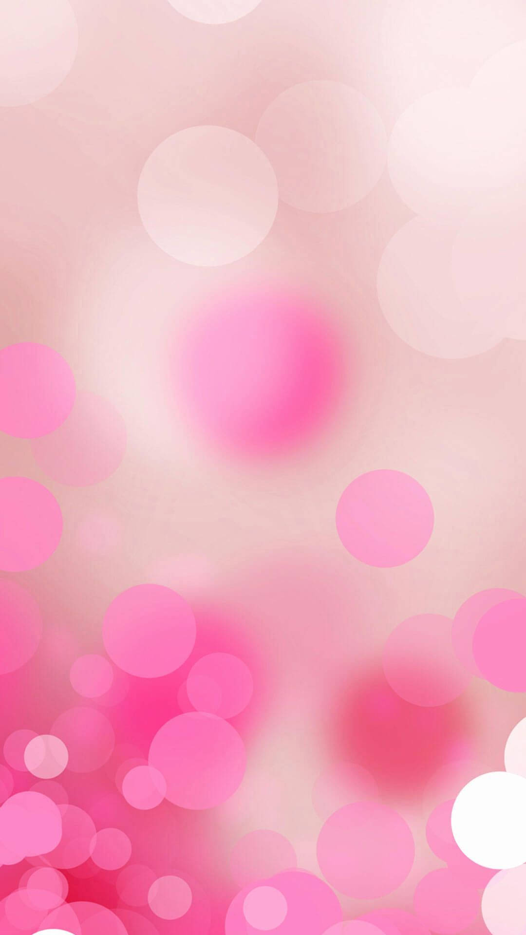 Girly iPhone 桌布 壁紙 — 柔和的粉紅色和白色散景圓圈輕輕漂浮在夢幻般的漸變背景上。