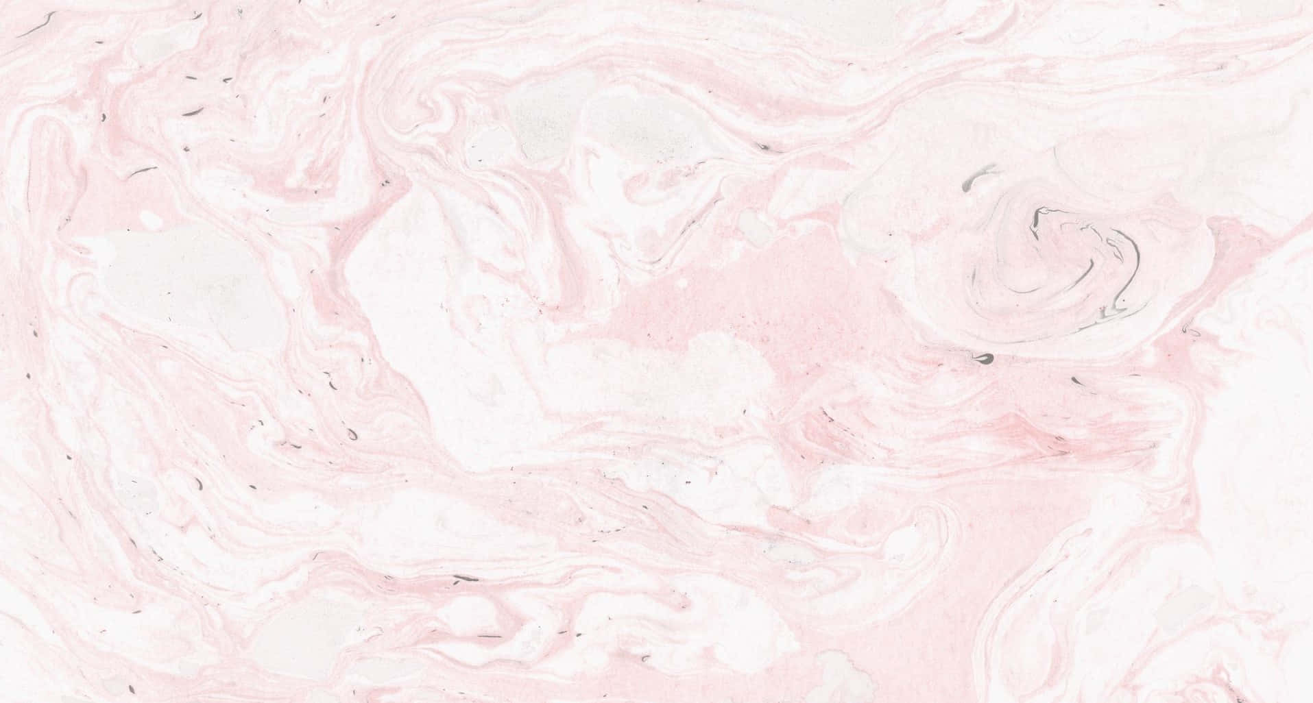 Pink Marble 桌布 壁紙 — 柔和的粉紅色和白色漩渦，帶有細膩的黑色斑點，營造出夢幻般的抽象大理石紋理。