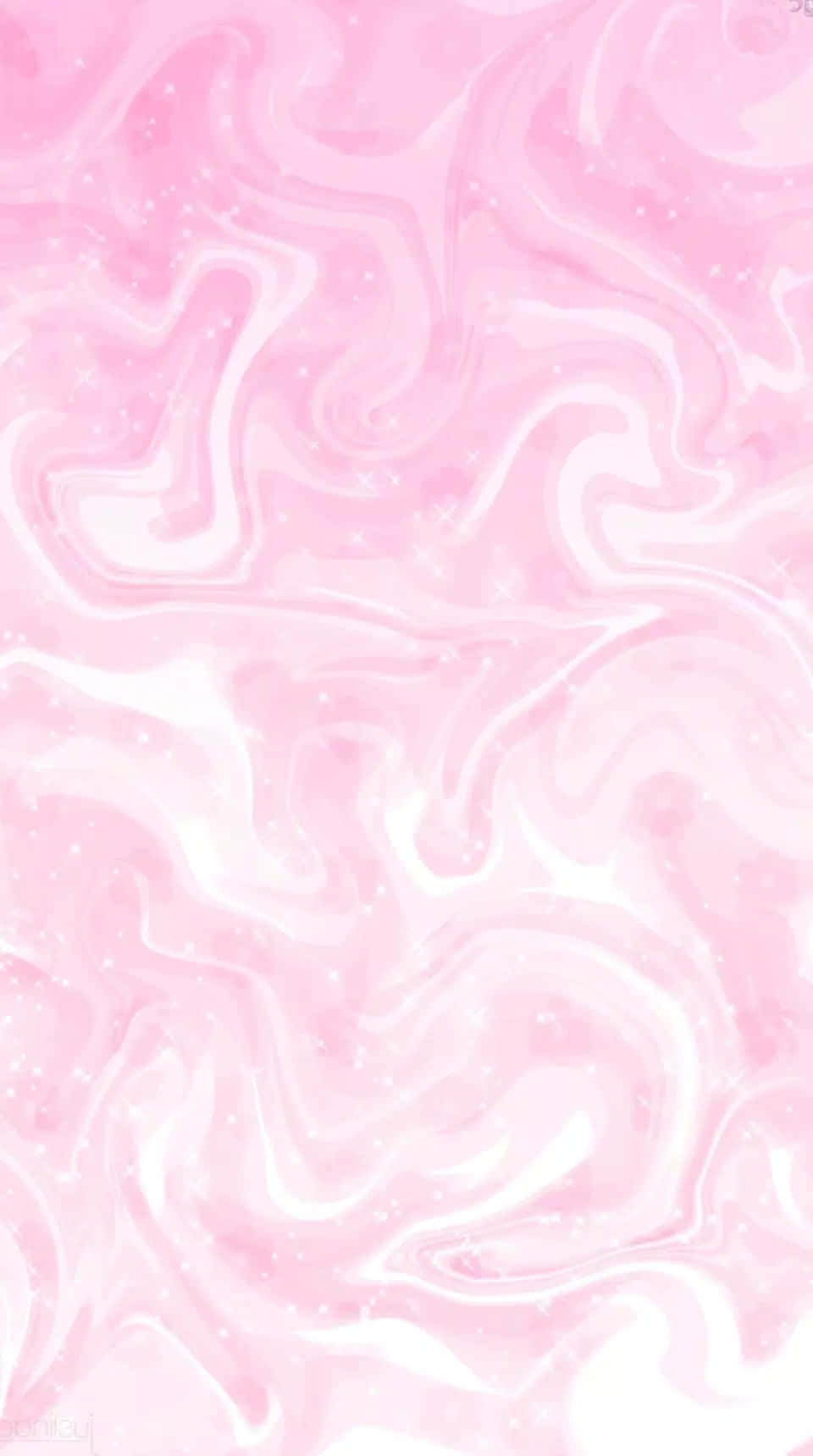 Aesthetic Baby Pink 桌布 壁紙 — 柔和的粉紅色和白色漩渦，帶有閃閃發光的斑點，營造出夢幻般的抽象大理石圖案。