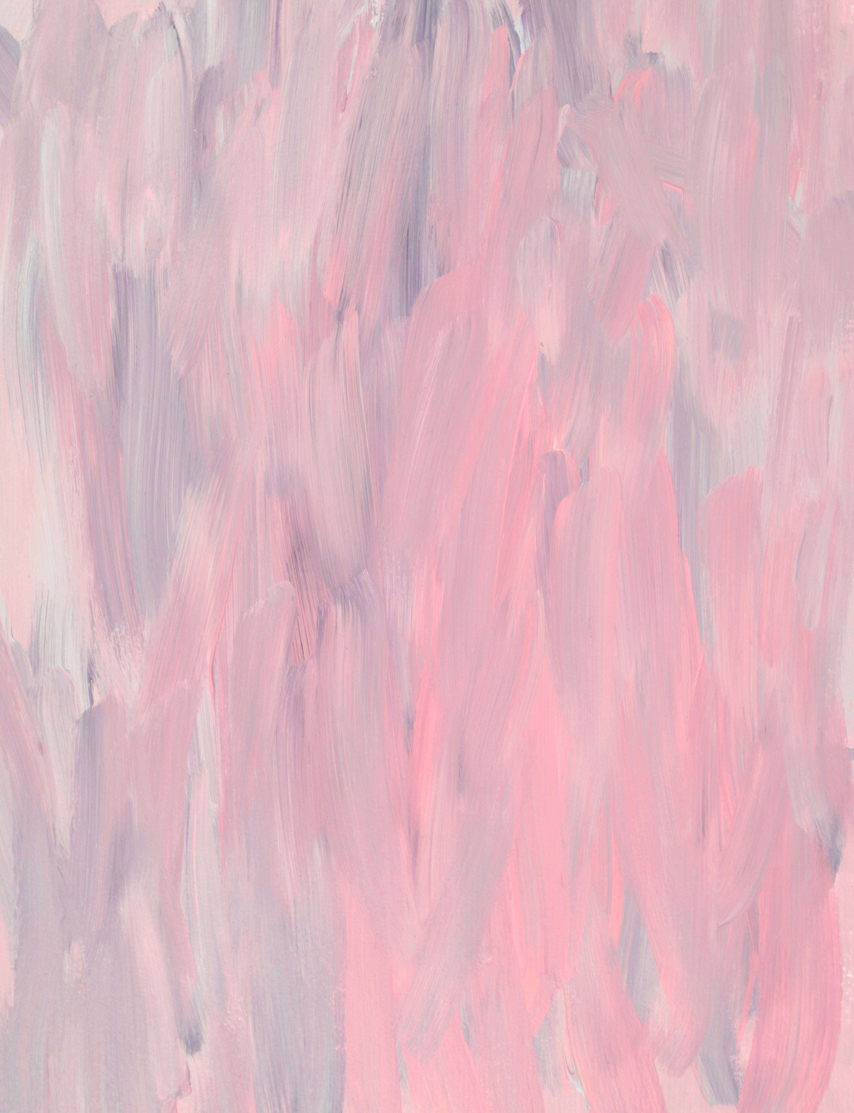 Cute Pastel Aesthetic 桌布 壁紙 — 柔和的粉紅色和薰衣草色筆觸，透過溫和的混合和可見的顏料筆觸，營造出夢幻般的抽象紋理。