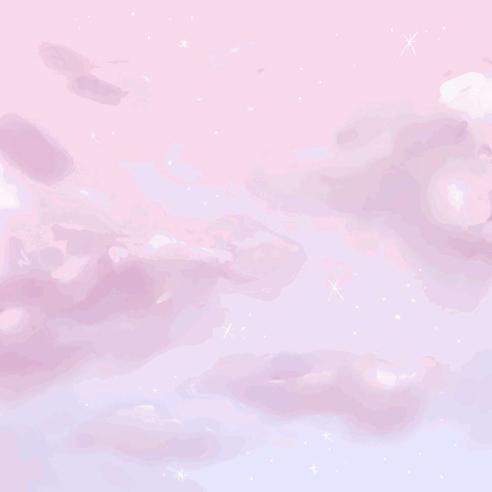 Clouds Aesthetics 桌布 壁紙 — 柔和的粉紅色和薰衣草色雲朵飄過點綴著閃爍星星的夢幻天空。