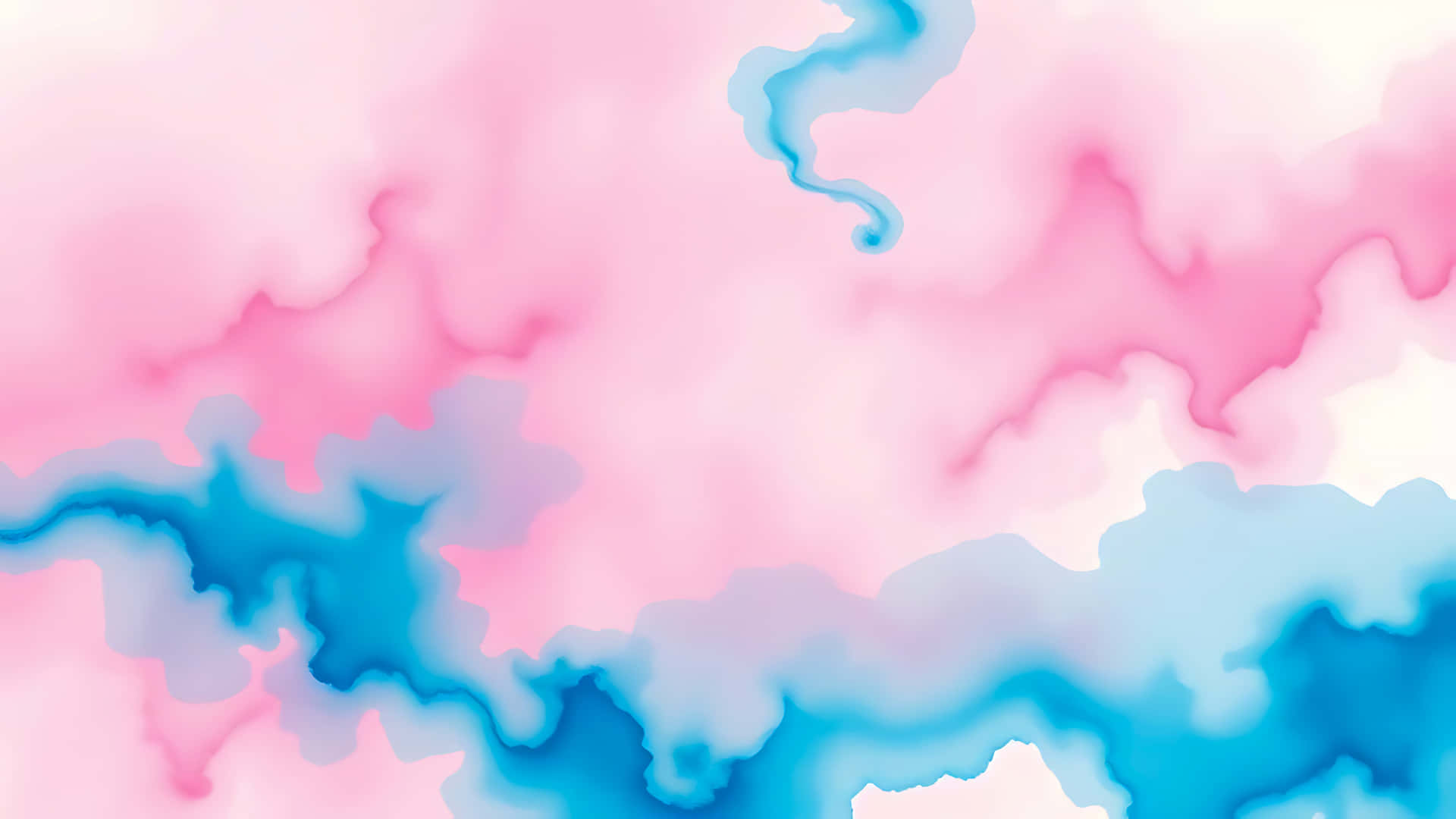 Abstract watercolor painting with pink and blue fluid design background 壁紙 — 柔和的粉紅色和藍色水彩漩渦融合成夢幻般的抽象背景，帶有柔和的漸變。