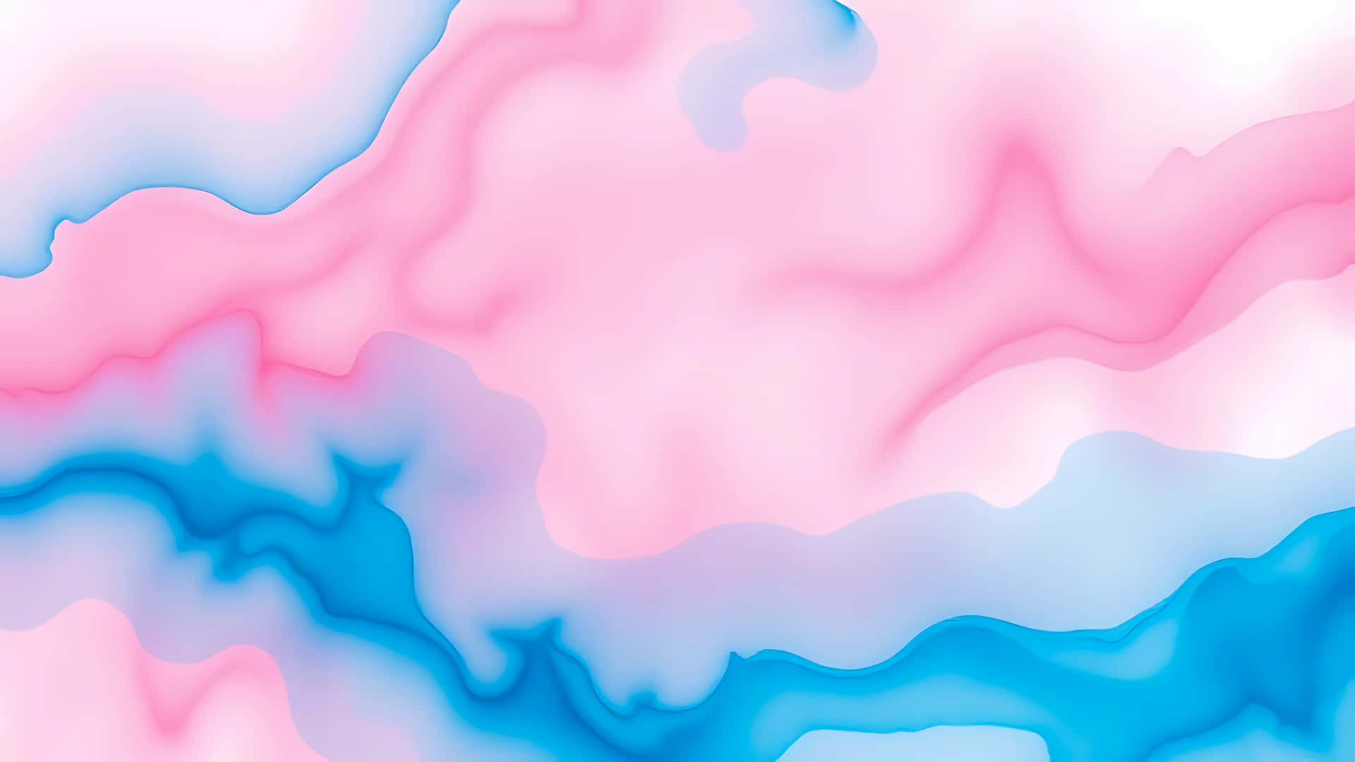 Abstract pink and blue watercolor background with soft flowing textures 壁紙 — 柔和的粉紅色和藍色波浪以平滑漸變相互融合，營造出夢幻般的抽象背景。