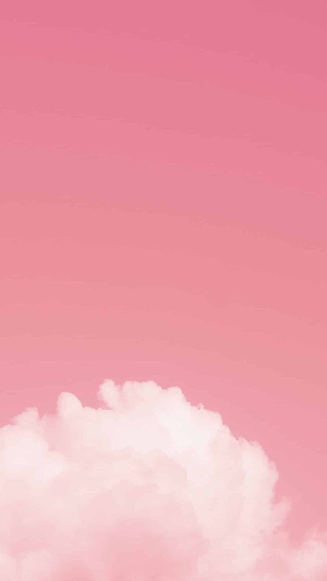 美學粉色GIF 桌布 壁紙 — 柔和的粉紅色天空，底部飄著一朵蓬鬆的白雲。
