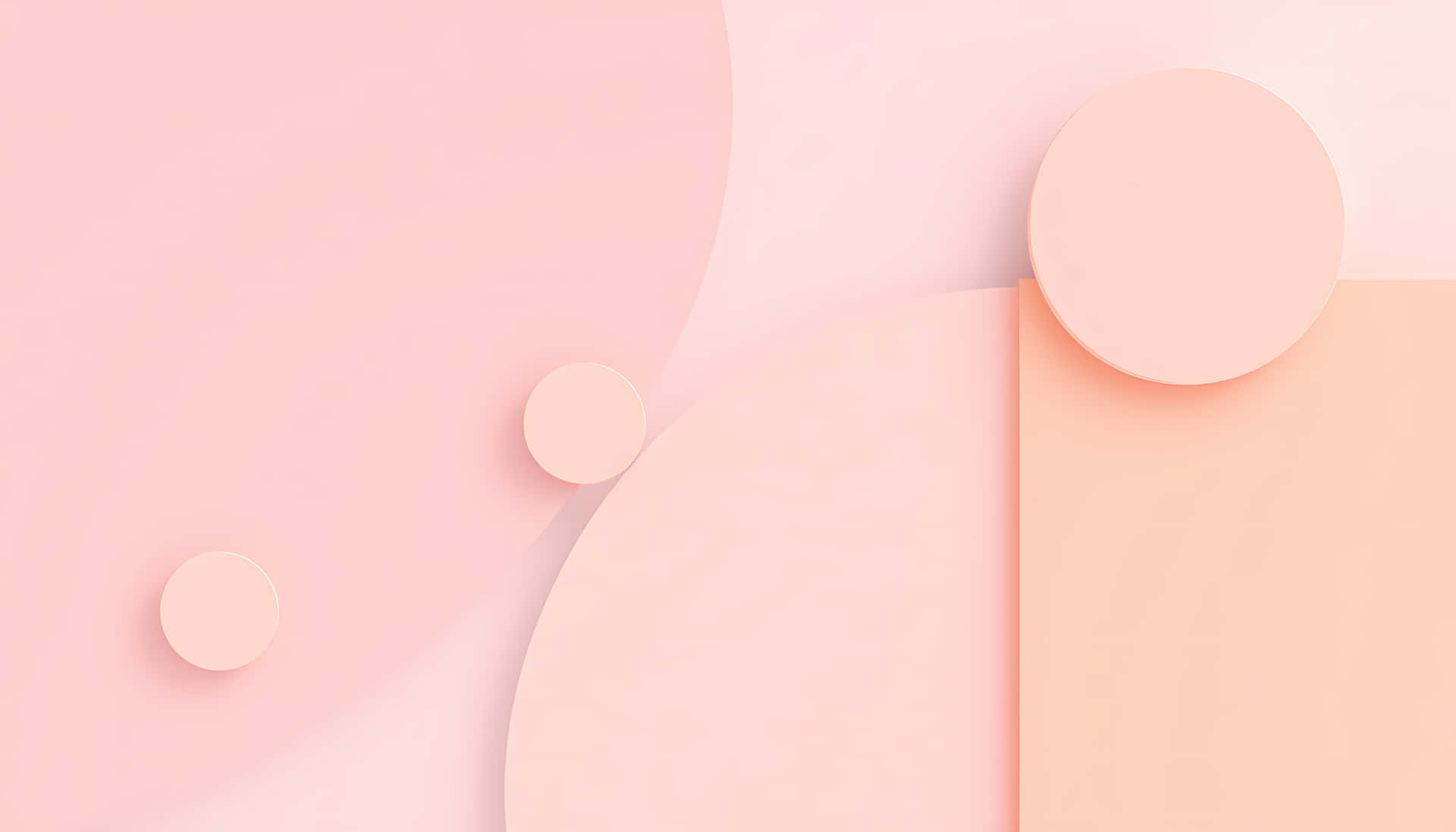 PAstel Color Light Pink Abstract Circle Background 壁紙 — 柔和的粉紅色幾何形狀，帶有平滑曲線和啞光圓柱體，以極簡主義構圖排列。