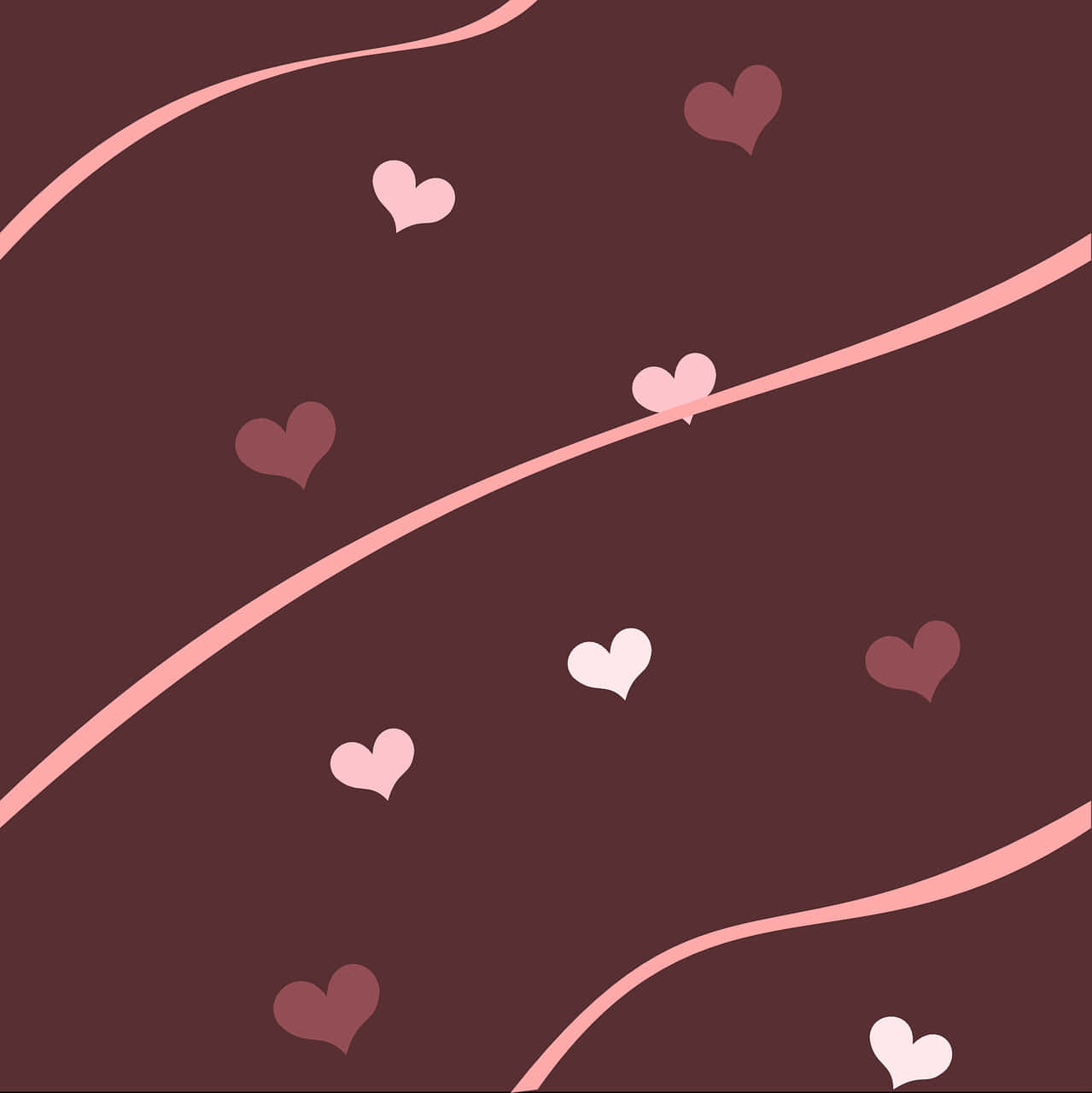 勃艮第背景上的粉紅色心形和曲線，極簡數位圖案。 — 愛心 GIF 壁紙