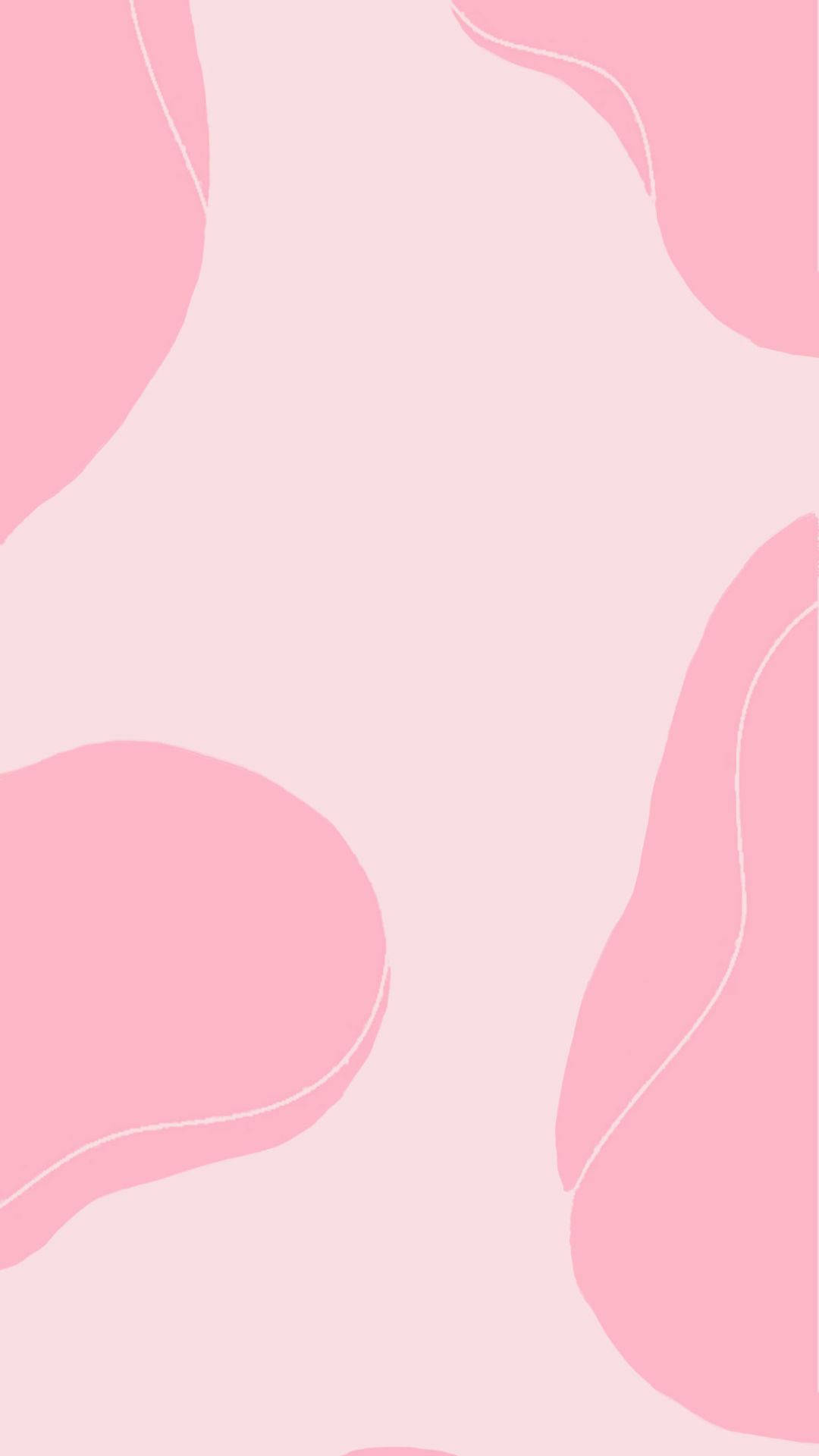 美學粉色GIF 桌布 壁紙 — 柔和的粉紅色抽象形狀帶有白色輪廓，在較淺的粉紅色背景上輕輕漂浮。