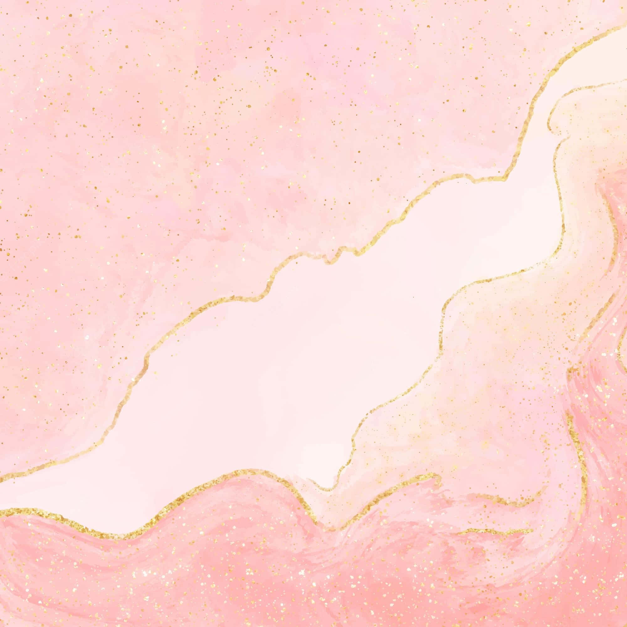 Light Pink And Gold 桌布 壁紙 — 柔和的粉紅色水彩洗滌與閃爍的金色線條流動，創造出優雅的抽象設計。