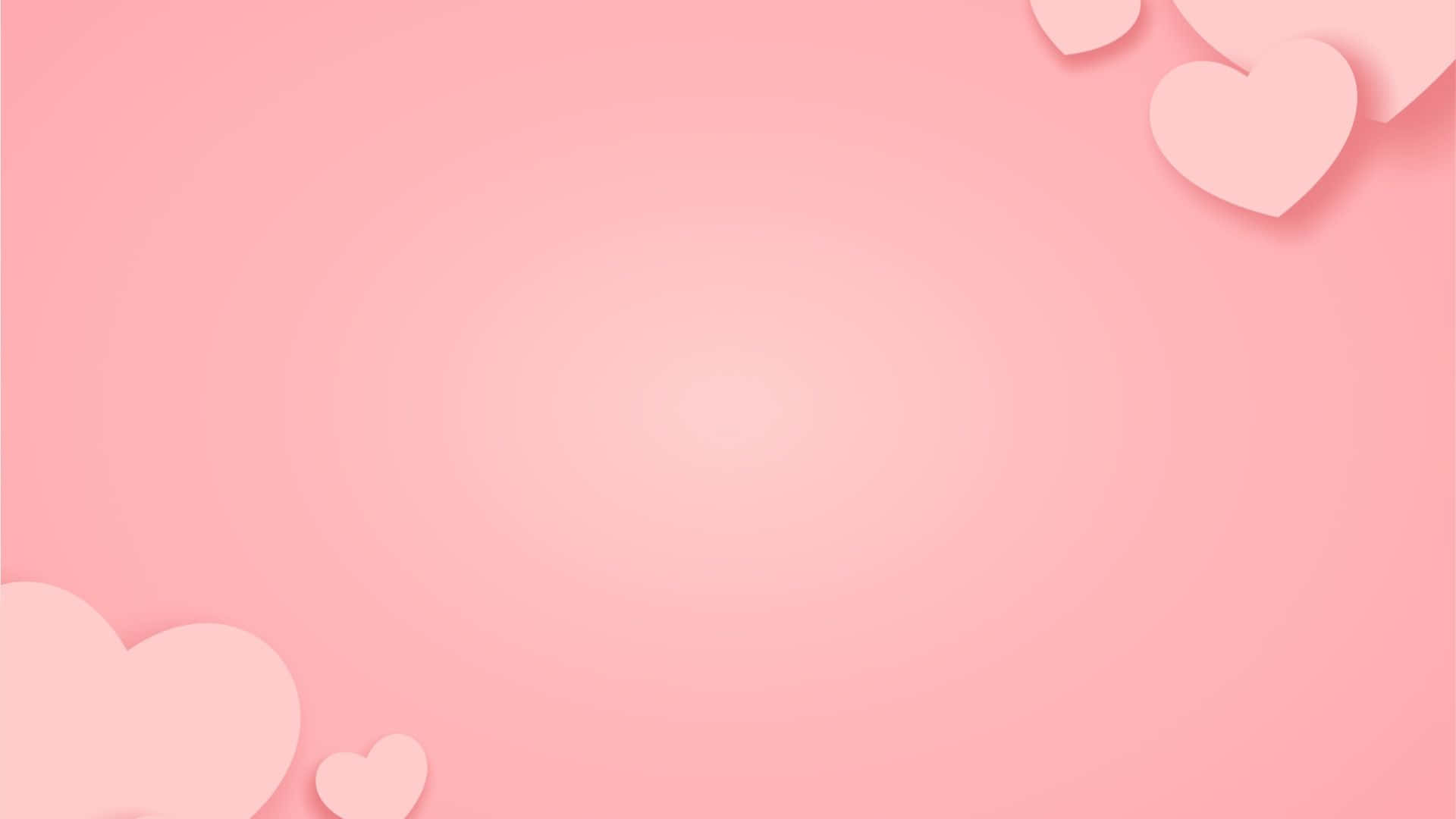 Pink Love 桌布 壁紙 — 柔和的粉紅色漸層背景，角落點綴著分層的紙心，營造出溫柔浪漫的感覺。