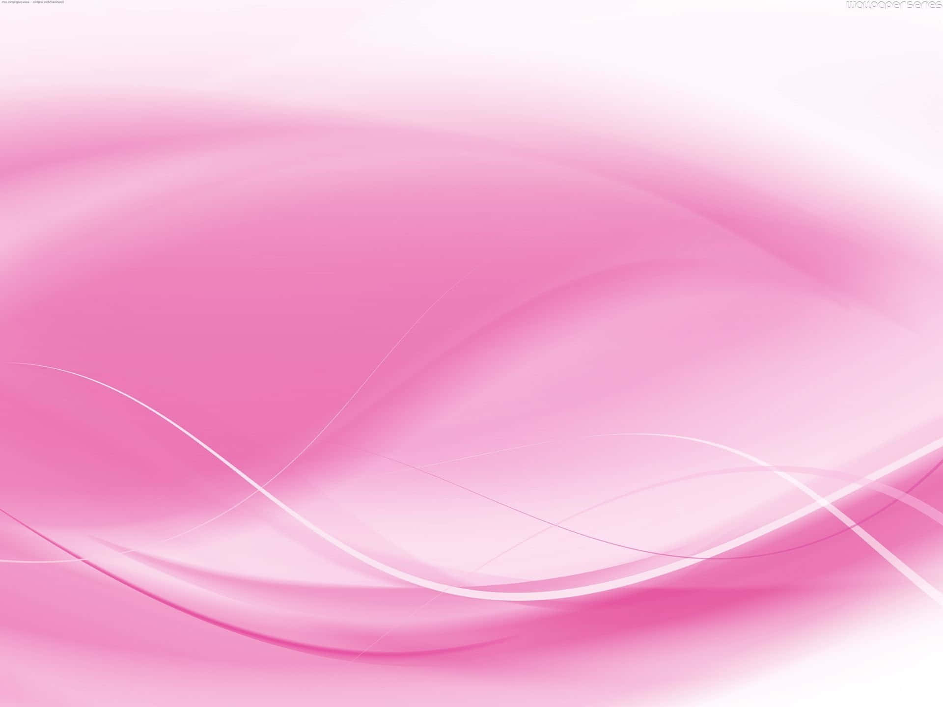 Pink Abstract 桌布 壁紙 — 柔和的粉紅色漸變波浪在發光的背景上輕輕流動，細膩的白色線條勾勒出它們的運動軌跡。