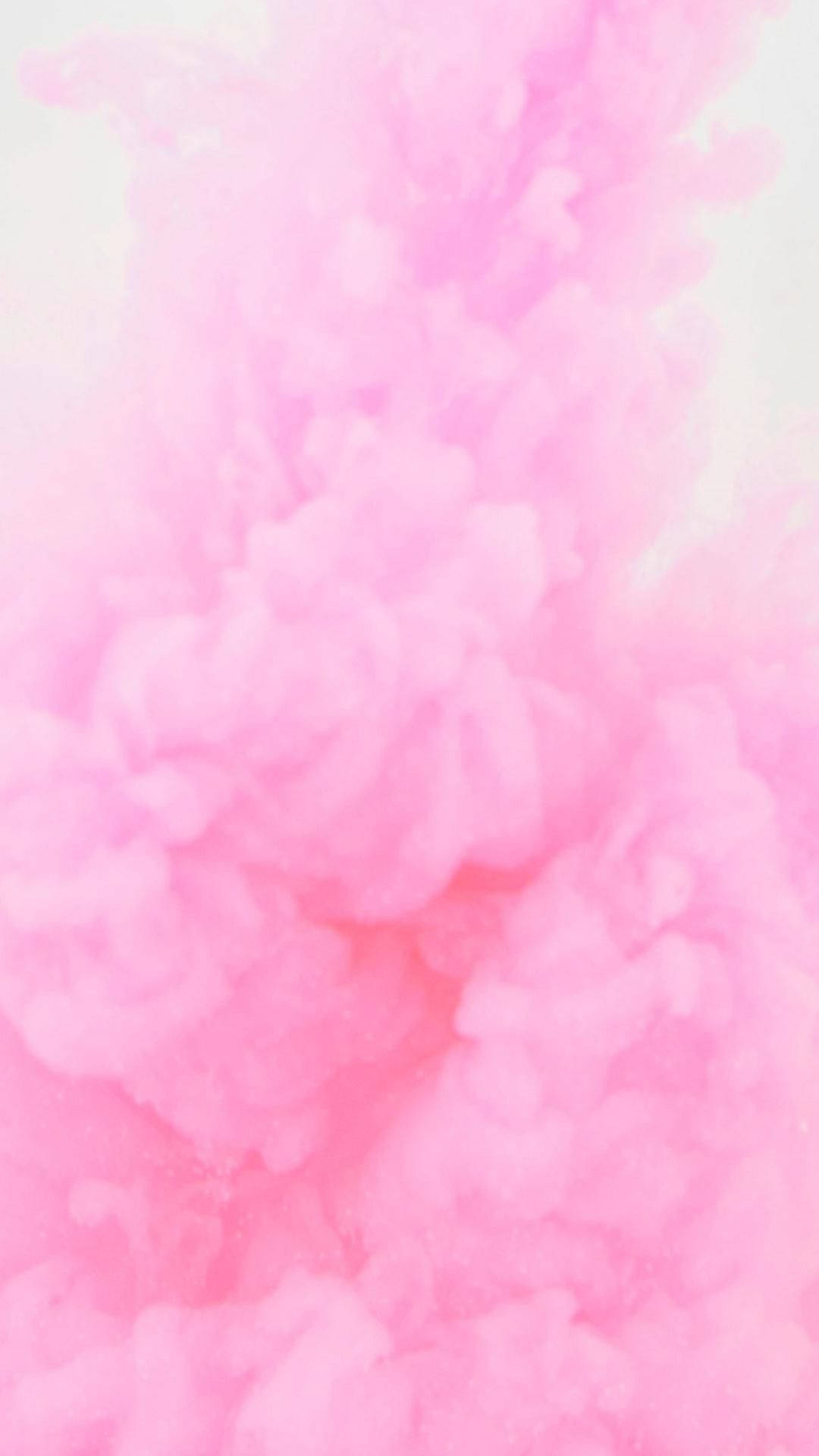 Pastel Pink iPhone 桌布 壁紙 — 柔和的粉紅色煙霧在淡色背景上翻騰旋轉，營造出夢幻般的抽象紋理。