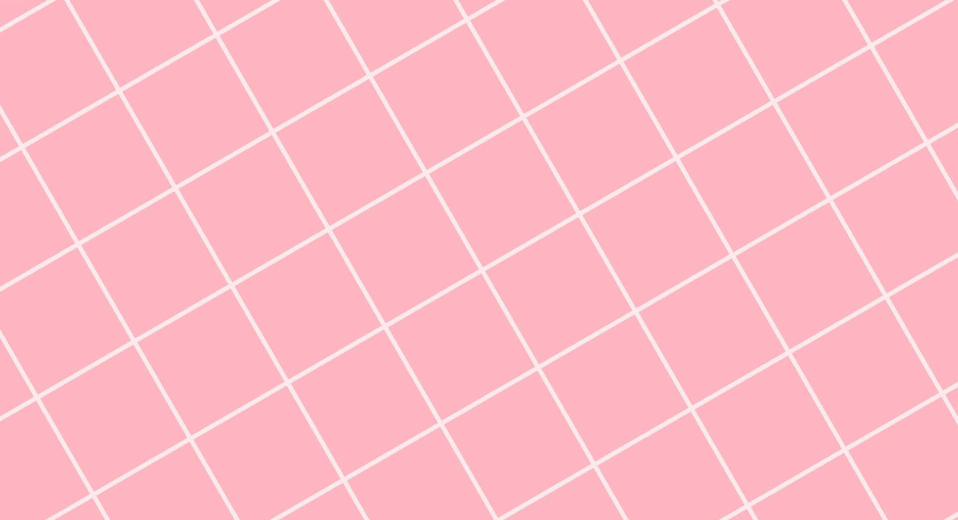 Pink Grid 桌布 壁紙 — 柔和的粉紅色背景，帶有乾淨的白色對角線網格圖案，營造出現代簡約美學。