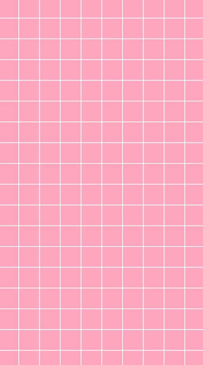 Pink Grid 桌布 壁紙 — 柔和的粉紅色背景，帶有乾淨的白色網格圖案，營造出簡約有序的視覺紋理。