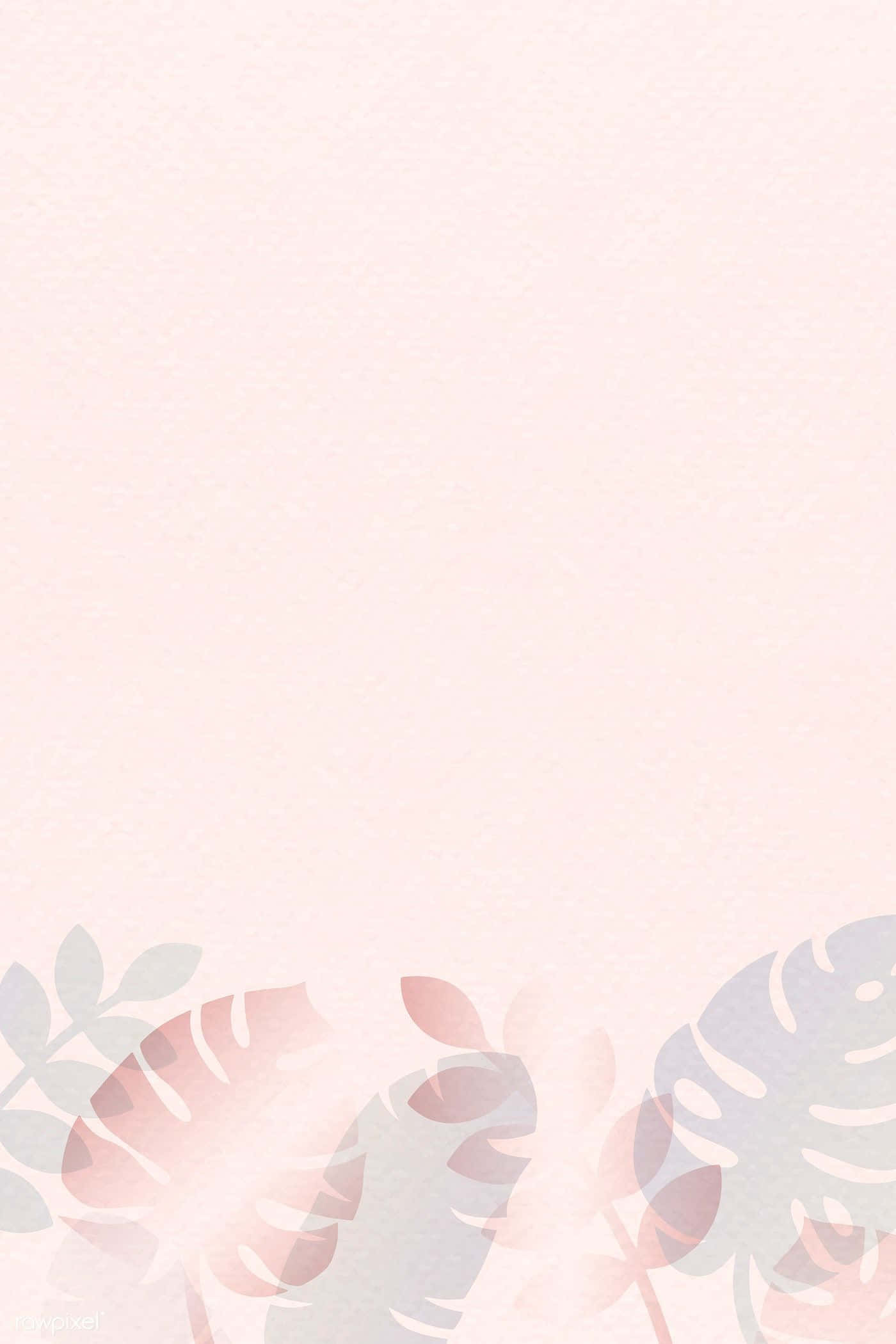 Pastel Light Pink 桌布 壁紙 — 柔和的粉紅色背景，底部有精緻的熱帶葉子剪影。
