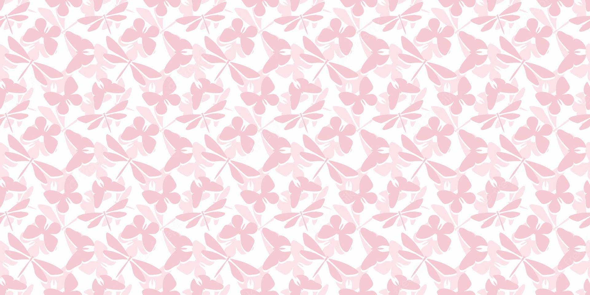 粉紅色蜻蜓剪影在白色背景上重複圖案。 — 蝴蝶美學 GIF 壁紙